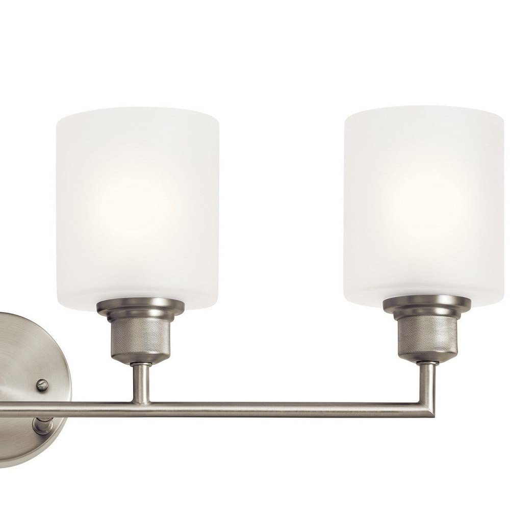 4-Light Bathroom Vanity Light Fixture - Brushed Nickel Finish, 30 Inch, Satin Etched Glass, Damp Location Approved - Perfect for Modern Bathrooms, Powder Rooms & Spa-Like Retreats