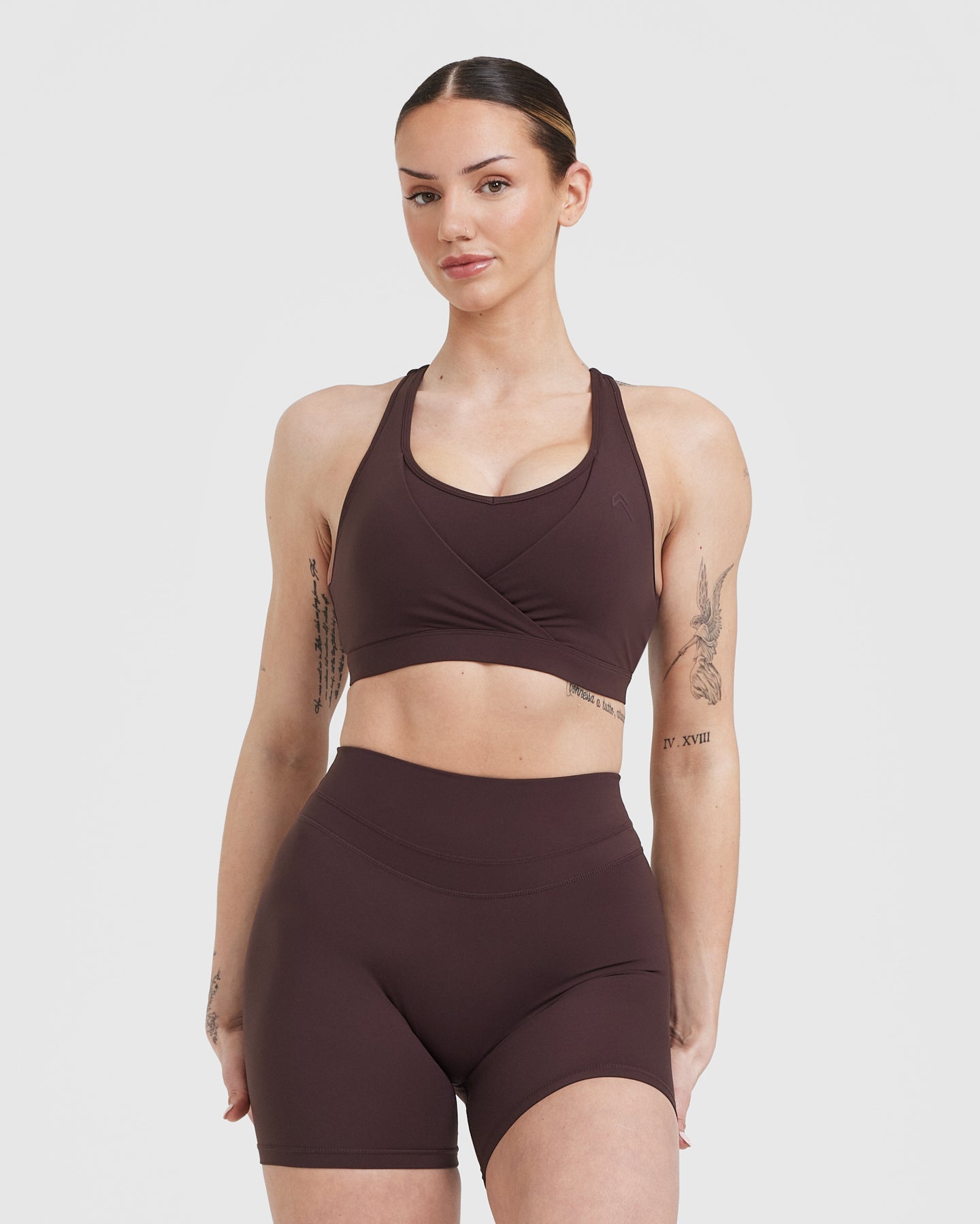 High-Performance Unified Layered Sports Bra for Women - Comfortable & Supportive Workout Top in Plum Brown | Ideal for Yoga, Running & Gym Training