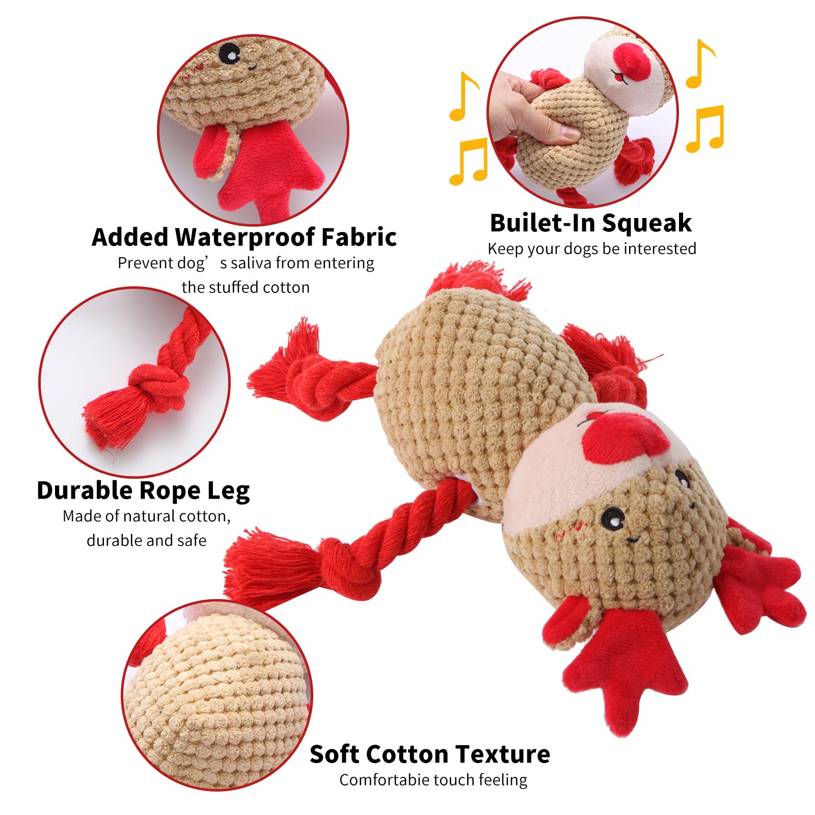 2 Pack Christmas Squeaky Plush Dog Toys for Small Medium Large Dogs - Durable Chew Proof Puppy Toys with Cute Snowman & Elk Design - Perfect for Holiday Playtime, Training Rewards & Interactive Fun