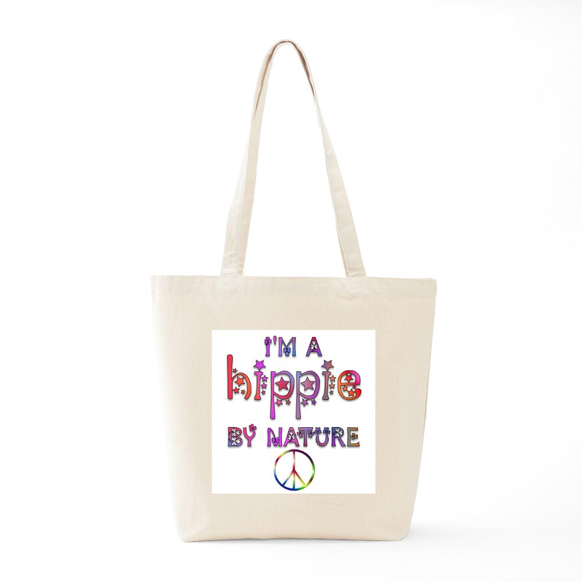 Hippie By Nature Retro Canvas Tote Bag - Eco-Friendly Reusable Shopping Bag for Groceries, Beach & Farmers Market | Natural Cotton Carryall for Women & Men