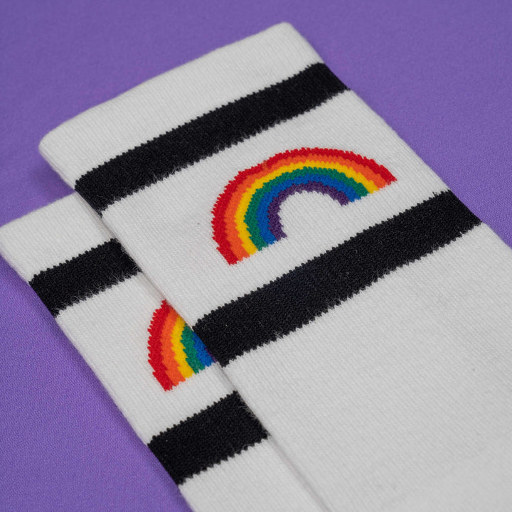 American Rainbow Striped Mid-High Socks - Comfortable Cotton Crew Socks for Women & Men - Perfect for Casual Wear, Sports & Gifting
