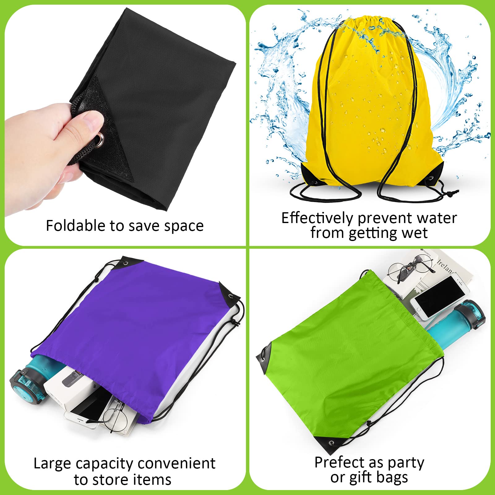60 Pack Bulk Drawstring Backpacks - Lightweight Cinch Bags for Sports, Gym, Yoga & Travel - Durable Storage Supplies for School, Beach, Camping & Outdoor Activities