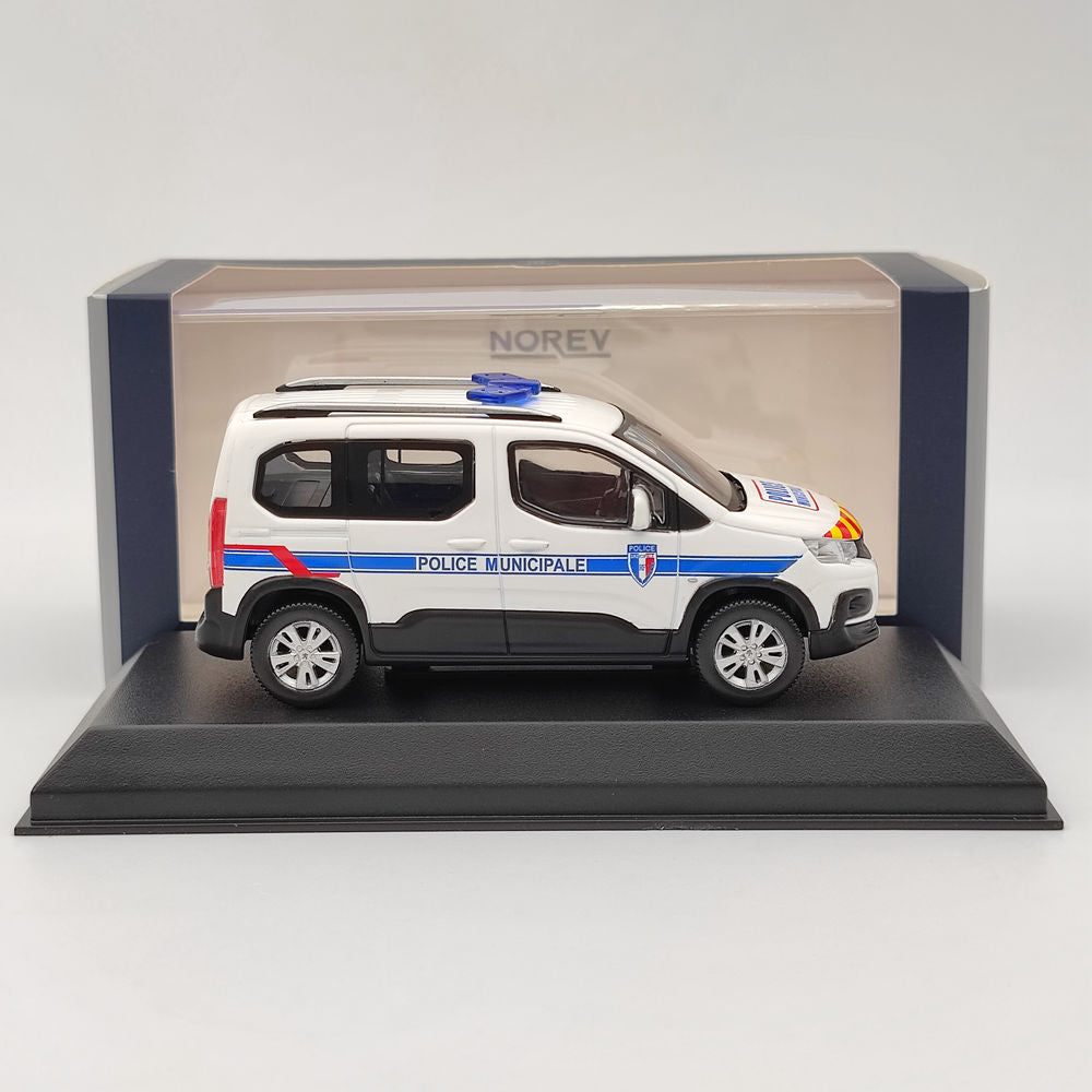 1/43 Scale Norev Peugeot Rifter Police Municipale 2019 Diecast Model Car - Collectible Miniature Vehicle Toy for Adults & Kids - Perfect for Display, Gifts, and Police Car Enthusiasts