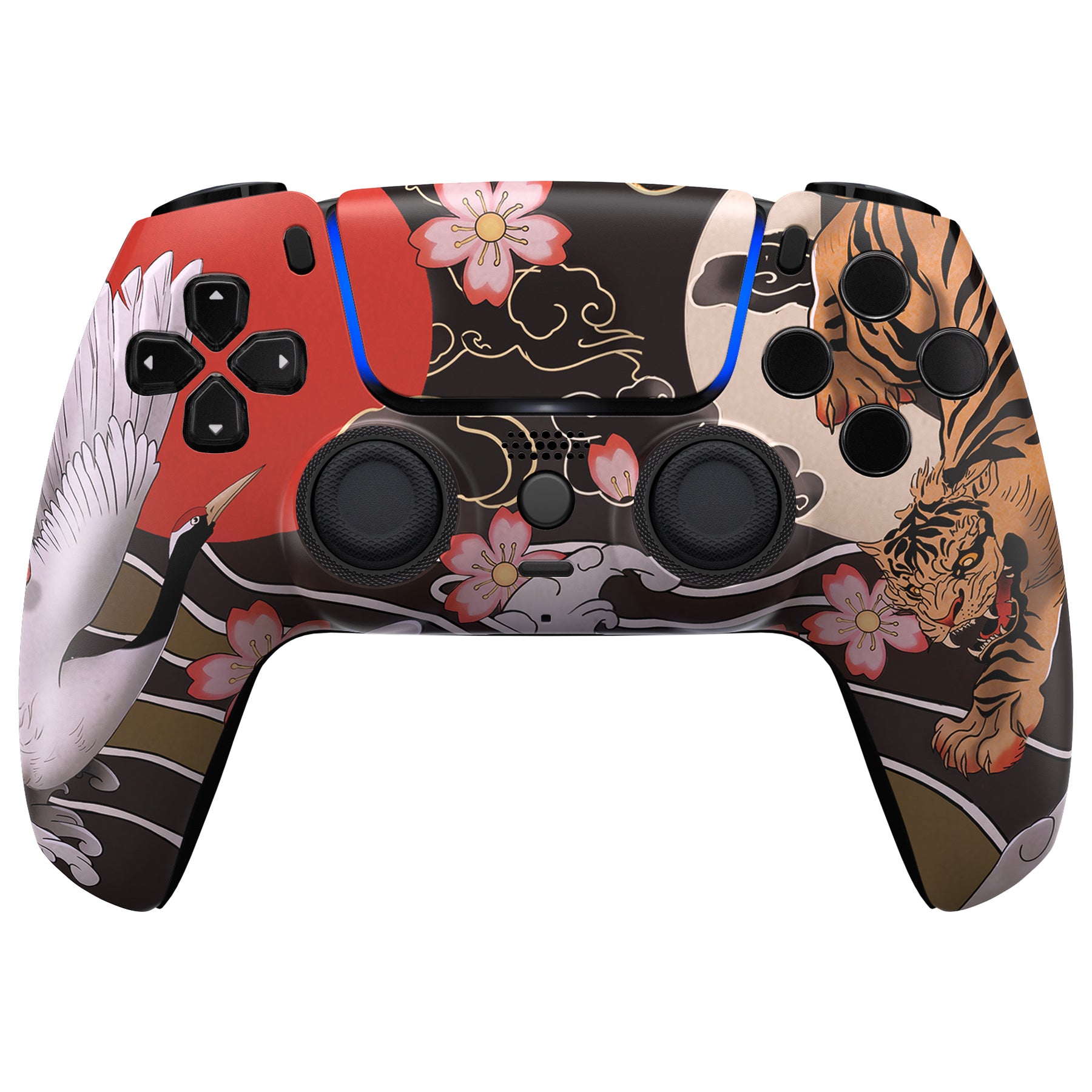 eXtremeRate LUNA Redesigned PS5 Controller Front Shell with Touchpad - Compatible with BDM 010/020/030/040/050 Models - Tiger & Crane Design - Perfect for Gaming, Customization & Controller Repair