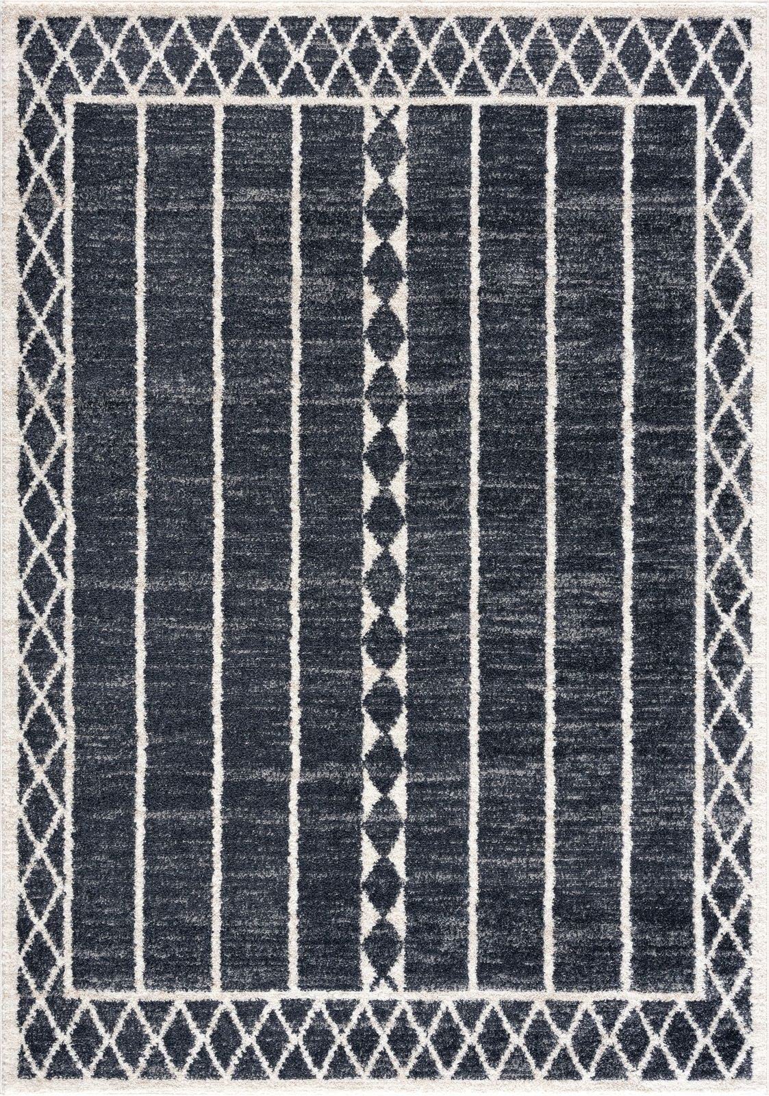 Abani Traditional Tribal Design Grey & Charcoal Dining Room Rug - 6' x 9' Non-Shedding Area Rug for Under Table, Living Room & Bedroom - Handmade Wool Rug for Home Decor & Warmth