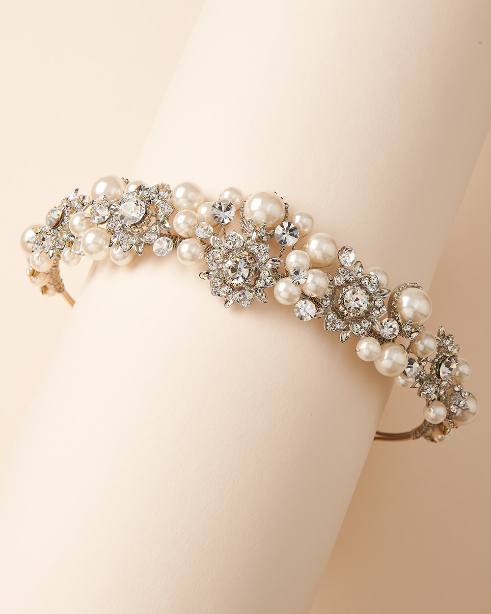 Vintage Pearl Tiara Headband - Elegant Bridal Hair Accessory for Weddings, Prom, and Special Occasions