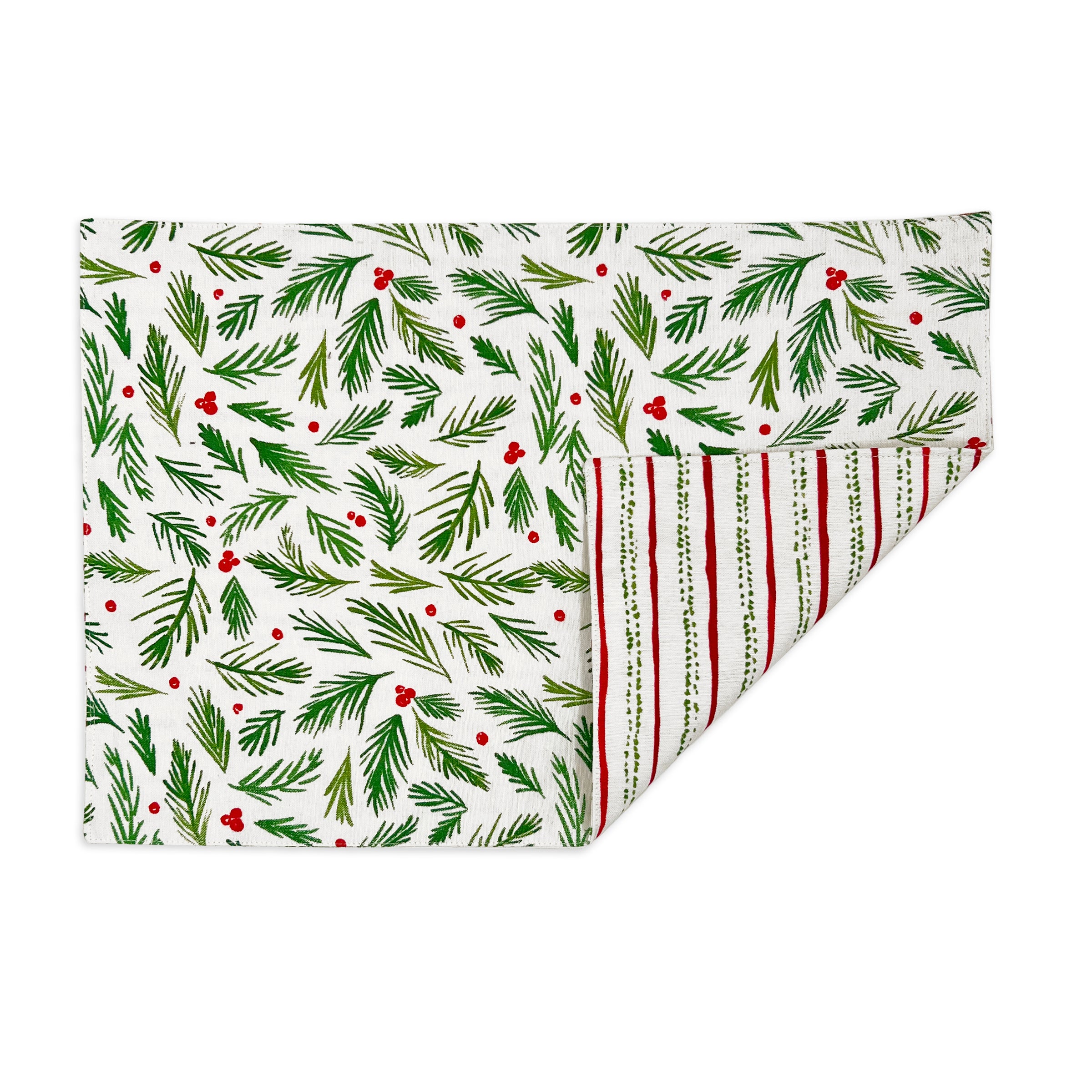 Bayberry Merry & Bright Reversible Placemat Set - Waterproof & Washable Holiday Table Mats for Christmas, Thanksgiving, and Dinner Parties - Perfect for Festive Dining Decor
