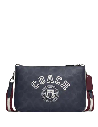 Coach Everett Crossbody Bag in Signature Canvas with Varsity Motif - Stylish Leather Shoulder Purse for Women, Perfect for Work, Travel & Everyday Use