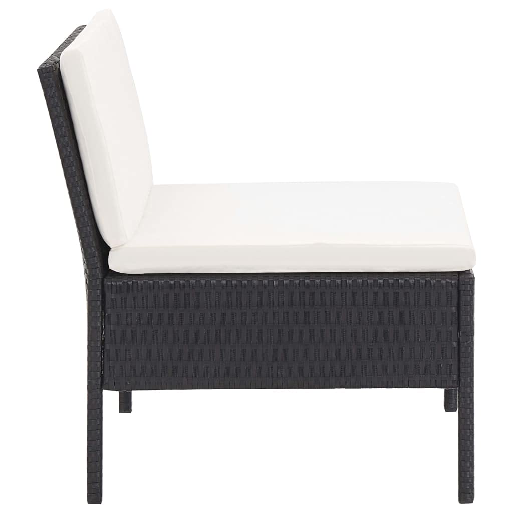 vidaXL 3-Piece Patio Lounge Set with Cushions - Black & Cream White Outdoor Furniture - Durable Poly Rattan & Powder-Coated Steel Frame - Perfect for Backyard, Poolside & Garden Relaxation