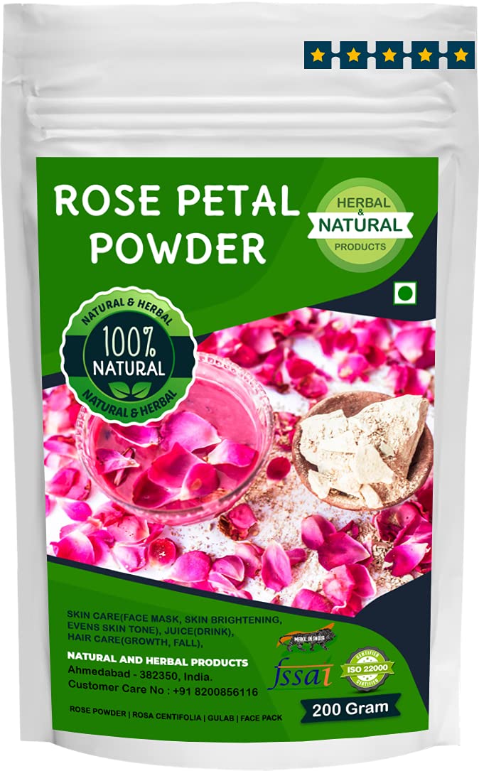 Organic Rose Powder (Rosa Centifolia) | 200g | Natural Skin Brightening Face Mask & Hair Care | Evens Skin Tone | Drinkable Gulab Powder for Juices & Tea | Vegan, Gluten-Free Beauty & Wellness Product for Daily Skincare Routine & Healthy Beverages