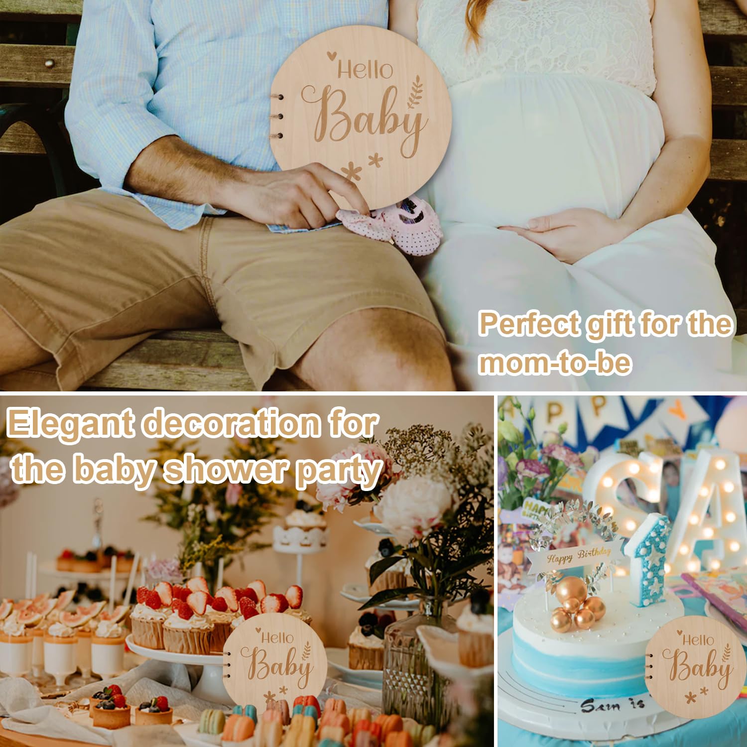 Wooden Baby Shower Guest Book - Round Keepsake Sign-In Book for New Parents & Expecting Mothers with Blank Pages | Perfect for Baby Showers, Gender Reveals & Welcome Baby Parties