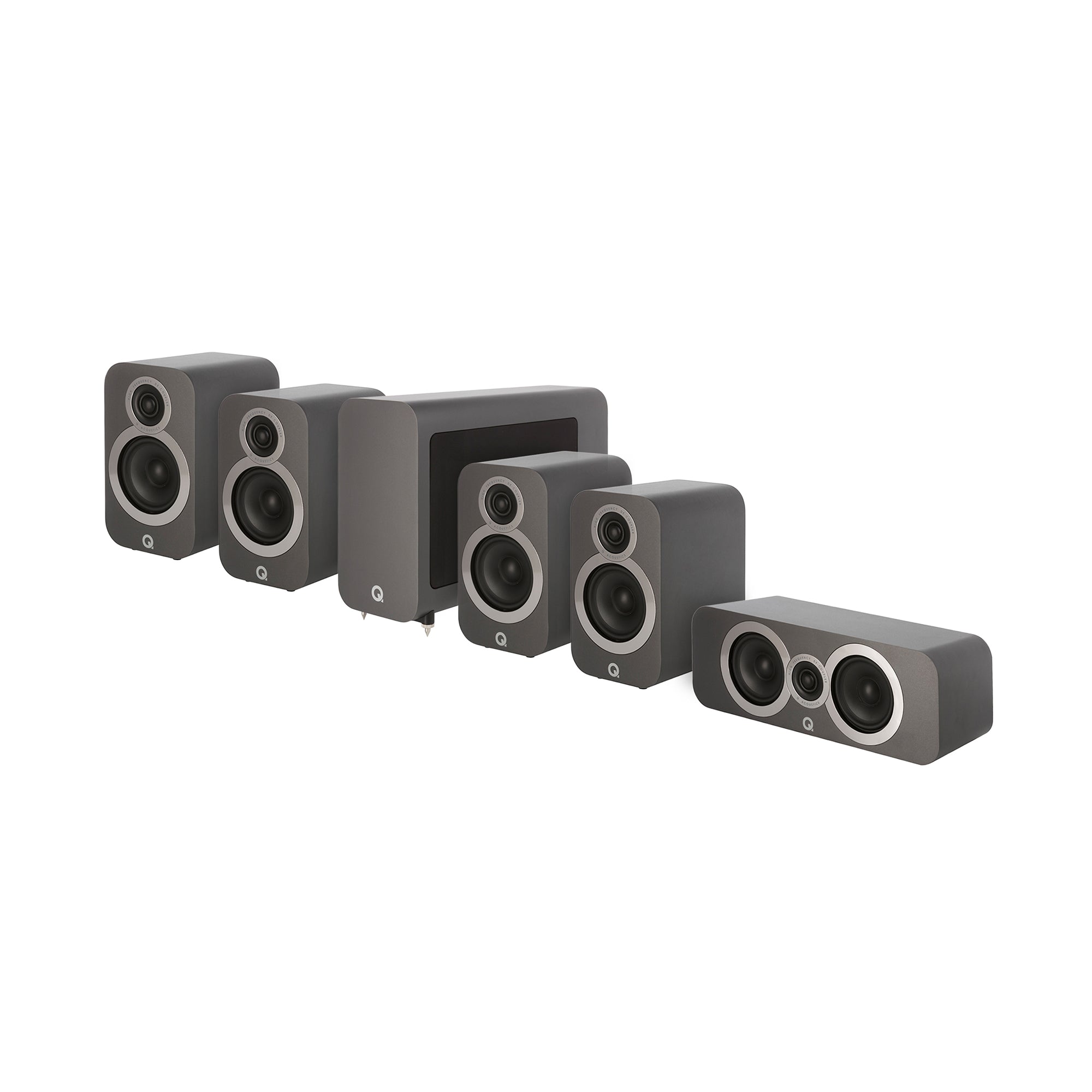 Q Acoustics Q 3010i 5.1 Home Theater Speaker System - Premium Compact Bookshelf Speakers for Dolby Atmos & DTS:X Surround Sound - Perfect for Movie Nights & Music Listening in Living Rooms