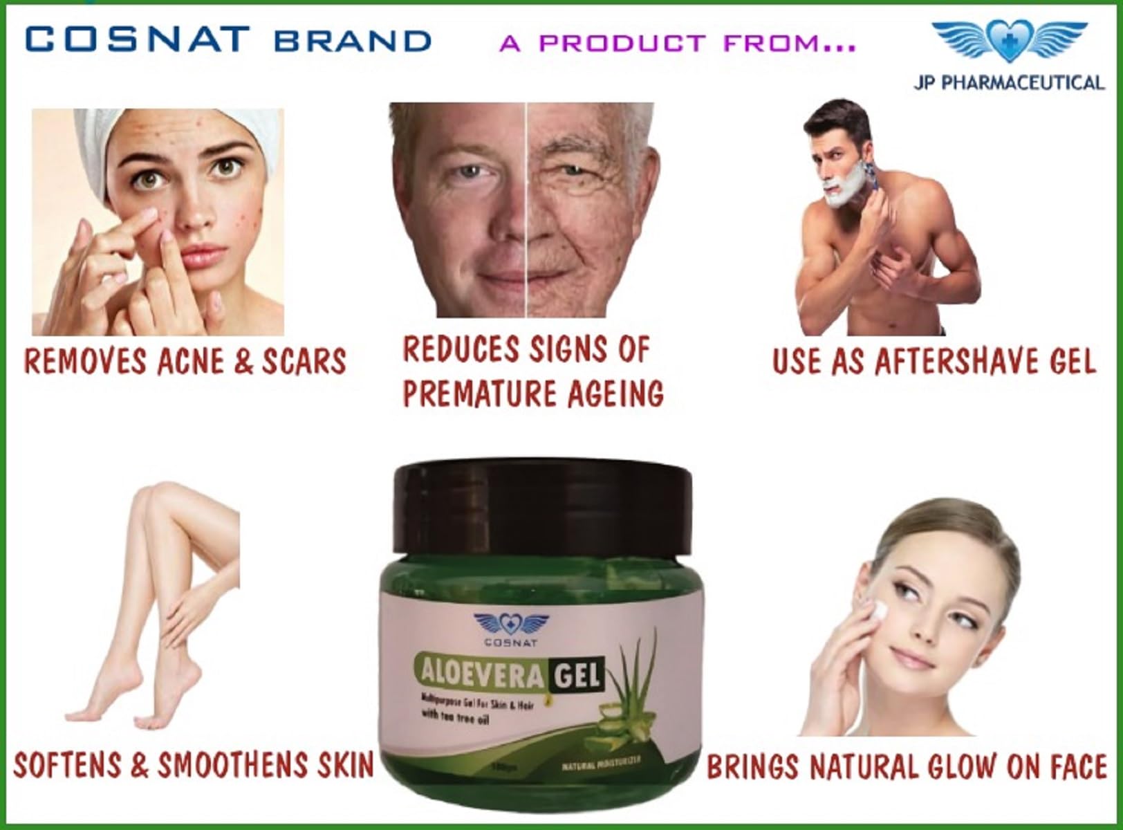 Aloe Vera Gel Multipurpose - Hydrating Face, Skin & Hair Care for Men & Women - 100g - Perfect for Sunburn Relief, Moisturizing & Hair Conditioning
