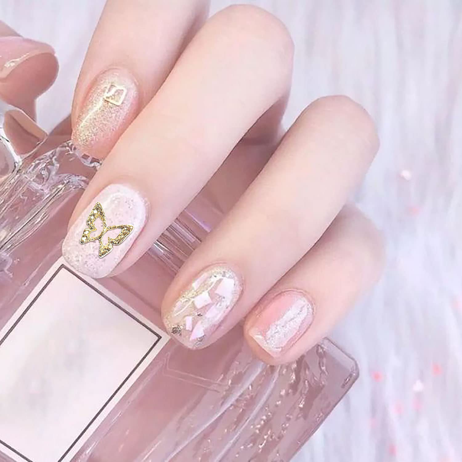 100pcs 3D Gold Butterfly Nail Charms - Metal Nail Jewels for Acrylic Nails, DIY Nail Art Decorations, Nail Art Accessories for Manicure, Pedicure & Crafting - Perfect for Bridal, Party & Salon Nail Designs
