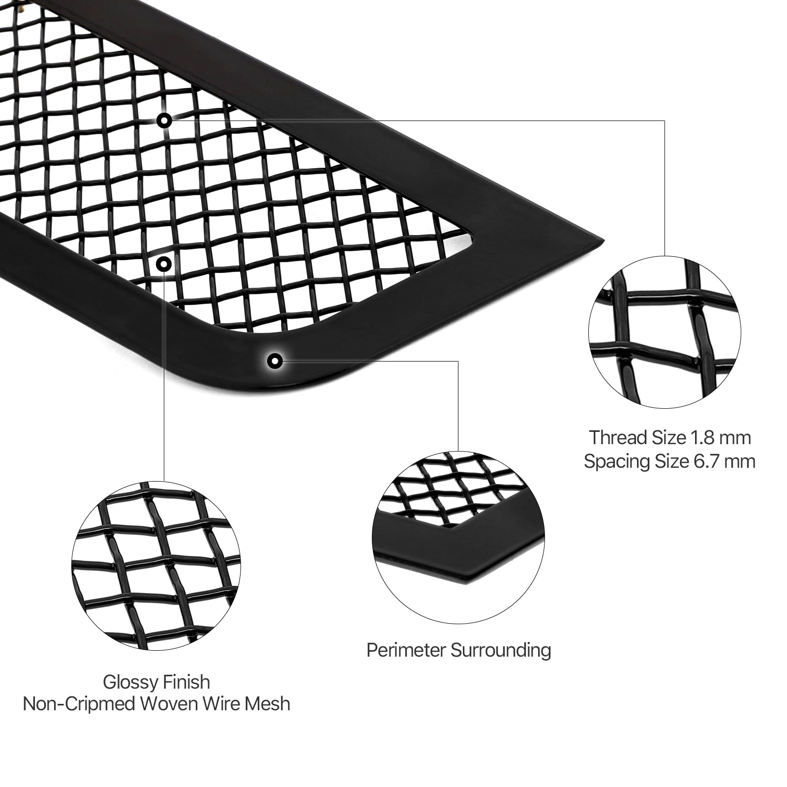 APS Compatible with Cadillac ATS 2013-2014 Lower Bumper Stainless Steel Black Mesh Front Grill Grille Insert S18-H35957A - Upgrade Your Car's Style & Protection for Street or Show Use