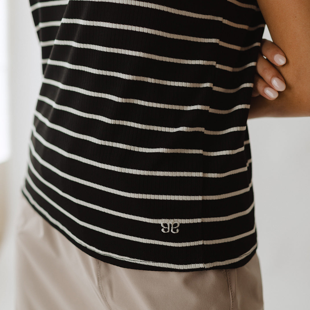Stylish Black and White Striped Boyfriend Tee for Women - Casual Comfort Fit T-Shirt for Everyday Wear | Perfect for Layering, Lounging & Outings