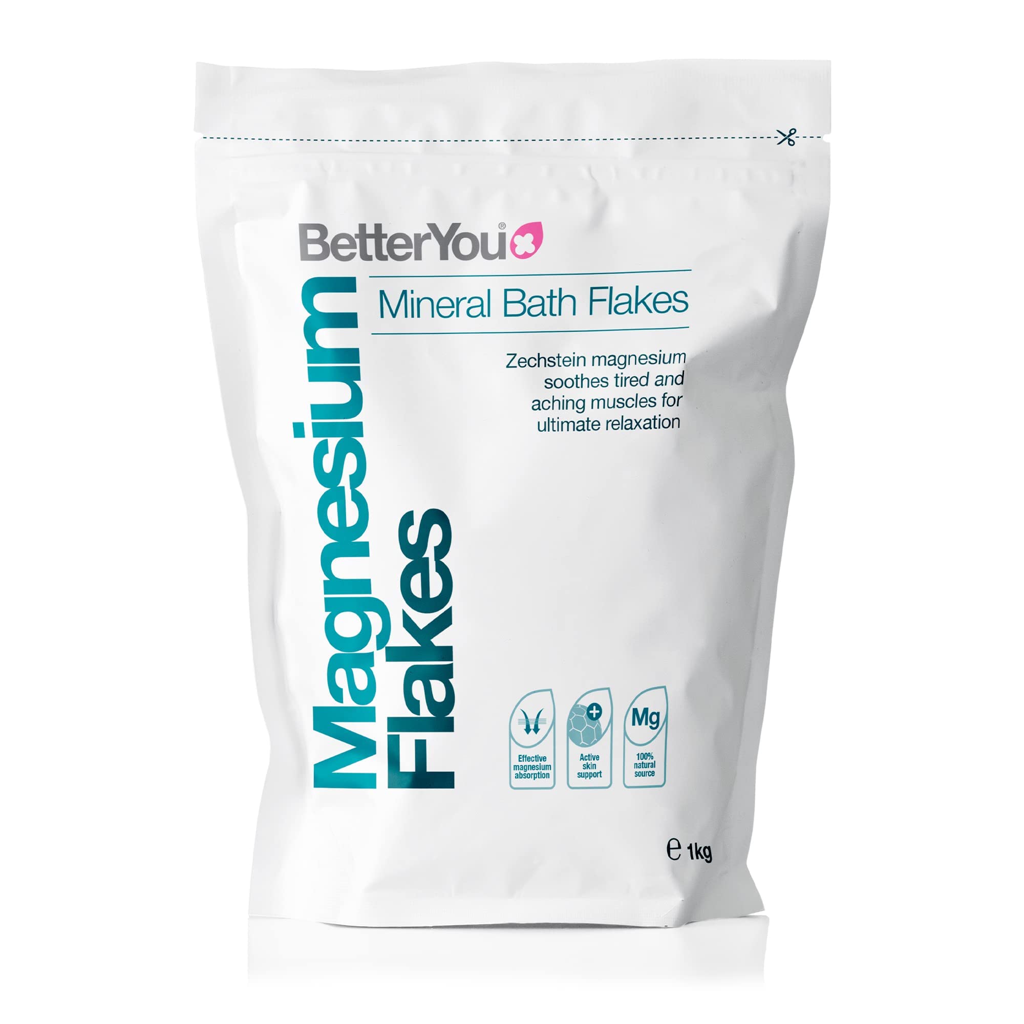 BetterYou Magnesium Flakes - Pure Natural Magnesium Chloride Bath Flakes for Relaxation & Muscle Recovery | Vegan, Palm-Oil Free Detox Bath Salt (35 oz) | Perfect for Post-Workout Soak & Stress Relief