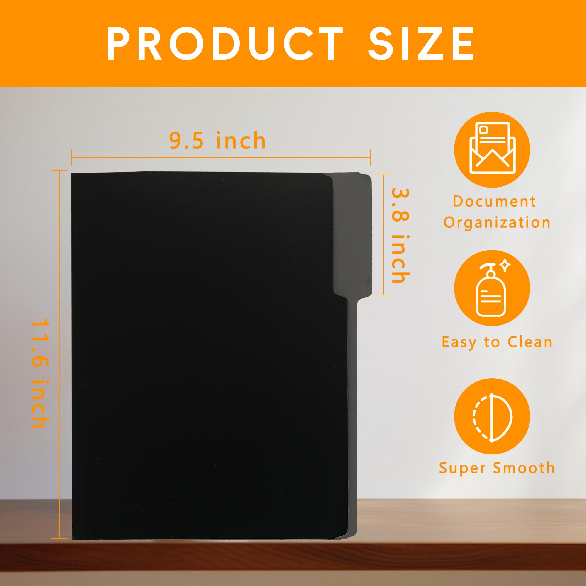 36 Pack Black Letter Size File Folders with 1/3-Cut Tabs (8.5x11) - Office, School & Home Organization Supplies for Filing, Document Storage & Paperwork Management