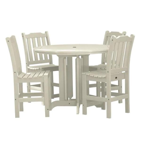 Lehigh 5-Piece Round Counter Height Recycled Plastic Outdoor Dining Set - Patio, Deck, Garden, or Backyard Furniture for Casual Entertaining