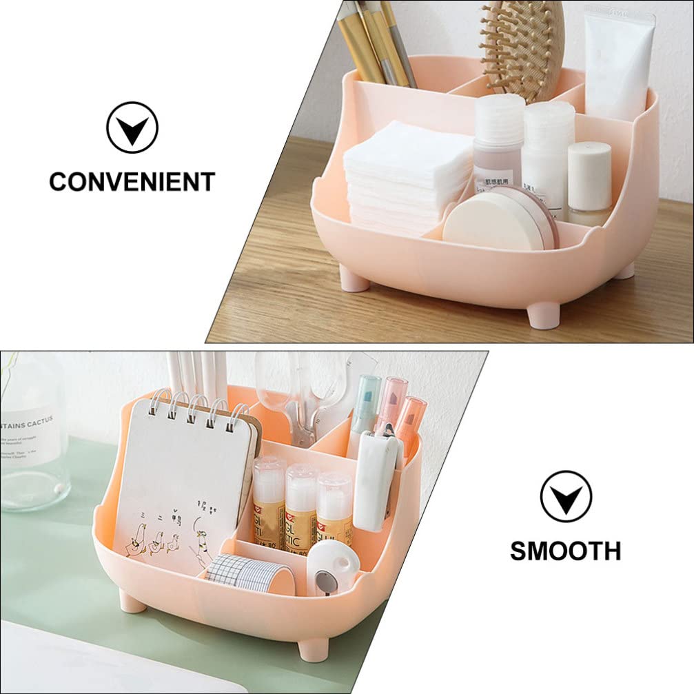 Beaupretty 2-Piece Plastic Cosmetic Storage Box Set - Makeup Organizer, Bathroom Toothbrush Holder & Desk Tray for Cellphone - Multifunctional PP Storage Bin for Home, Office, and Travel Organization