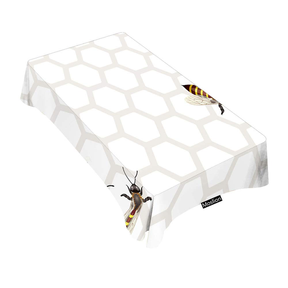 60x84 Inch Honeycomb Pattern Tablecloth - Decorative Rectangle Table Cover for Dining, BBQ, Picnic & Coffee Tables | Waterproof & Wrinkle-Resistant for Indoor/Outdoor Use