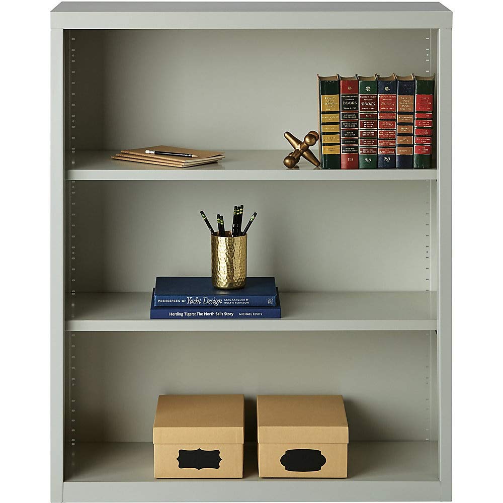 Lorell LLR41283 Fortress Series Steel Bookcase - Light Gray Office Storage Cabinet, 34.5