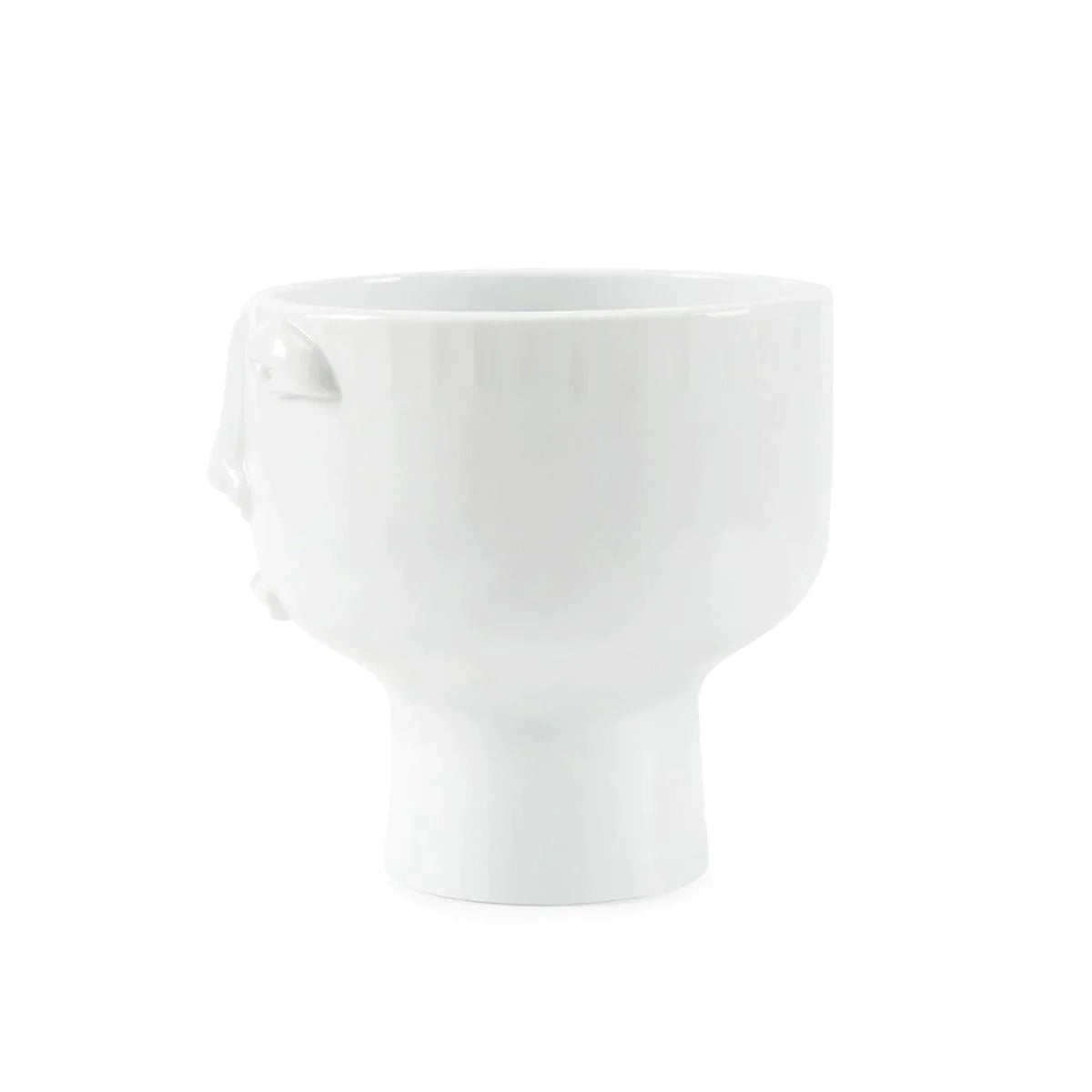 Surrealist Face White Ceramic Vase - Modern Home Decor for Living Room, Bedroom & Office