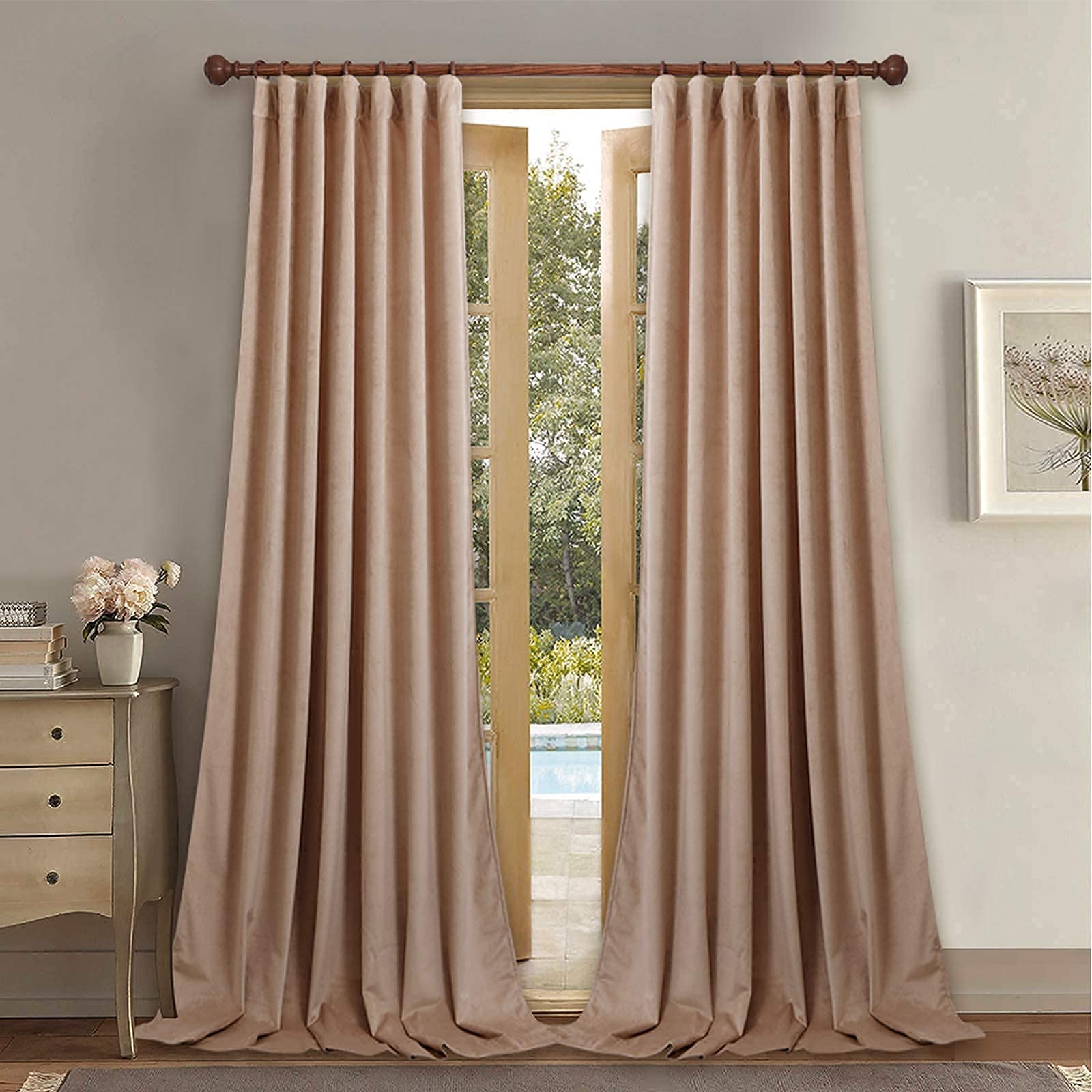 StangH Velvet Curtains Set with Tiebacks - Blackout Drapes for Living Room & Bedroom - Elegant Window Treatments for Home Decor