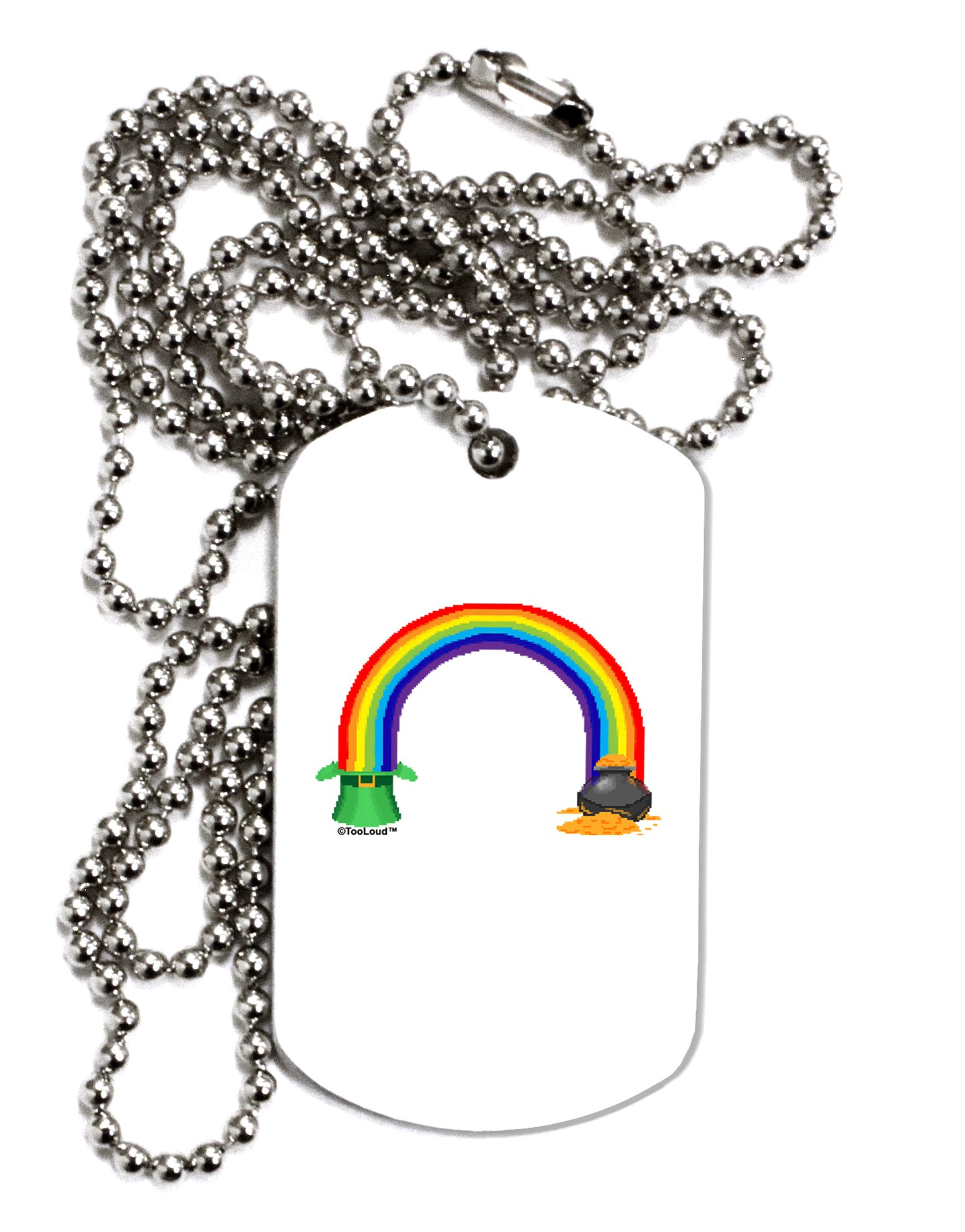 TOOLOUD Pixel Pot of Gold Dog Tag Chain Necklace for Men & Women - Perfect for St. Patrick's Day, Costume Parties & Irish-Themed Gifts