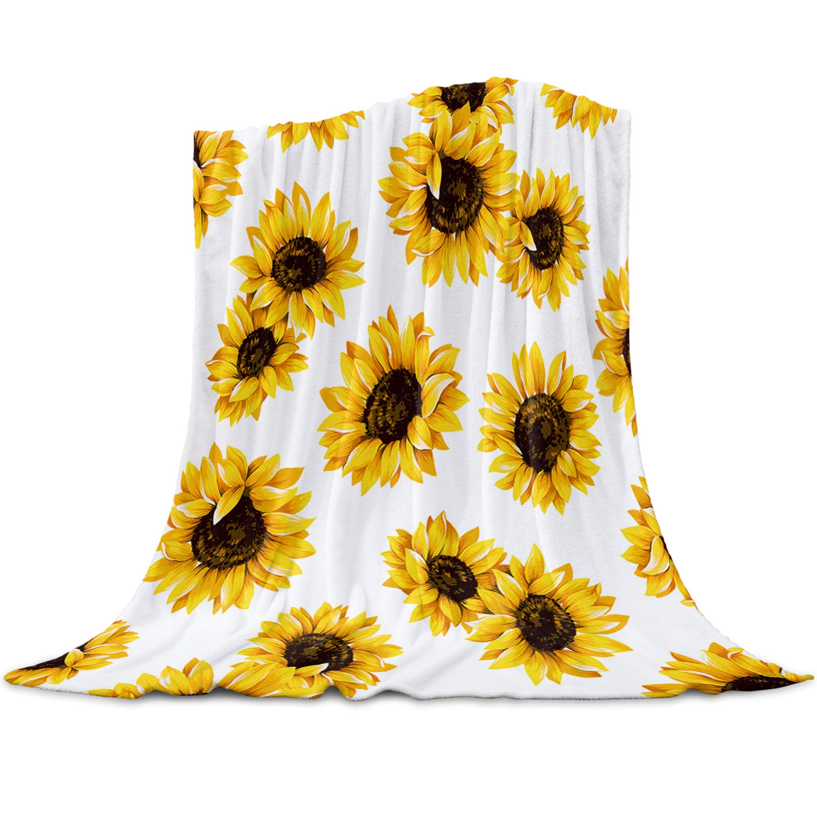 Ultra Soft Flannel Blanket - Lightweight Sunflower Throw Blanket for Bed & Sofa | Cozy Plush Luxury Blanket 50x60 Inch | Perfect for Winter Nights, Movie Time & Home Decor