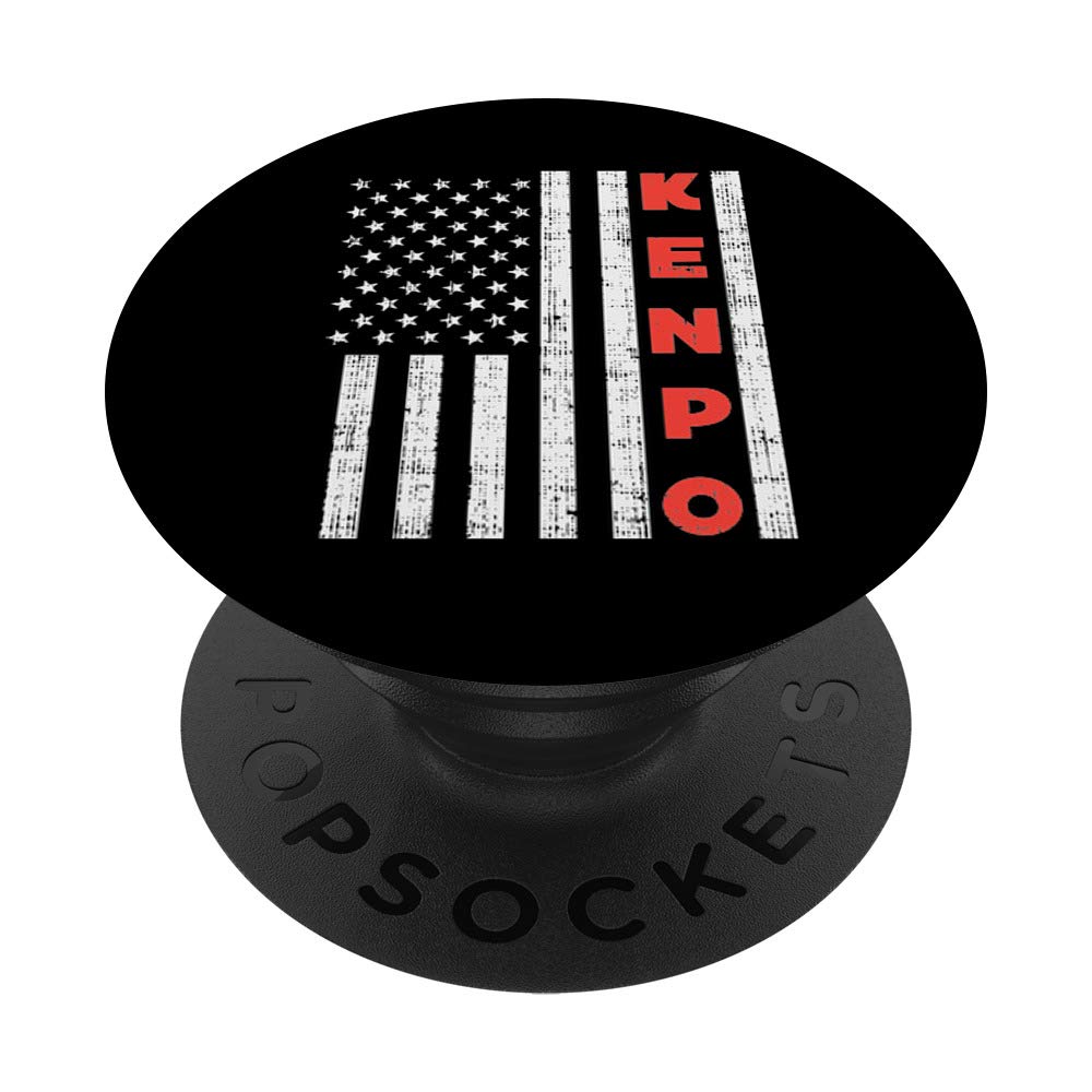 USA Flag American Kenpo Vintage Patriotic Kempo Karate Gift - PopSockets Phone Grip & Stand for iPhone, Samsung, Tablets - Perfect for Martial Arts Enthusiasts & Patriotic Decor