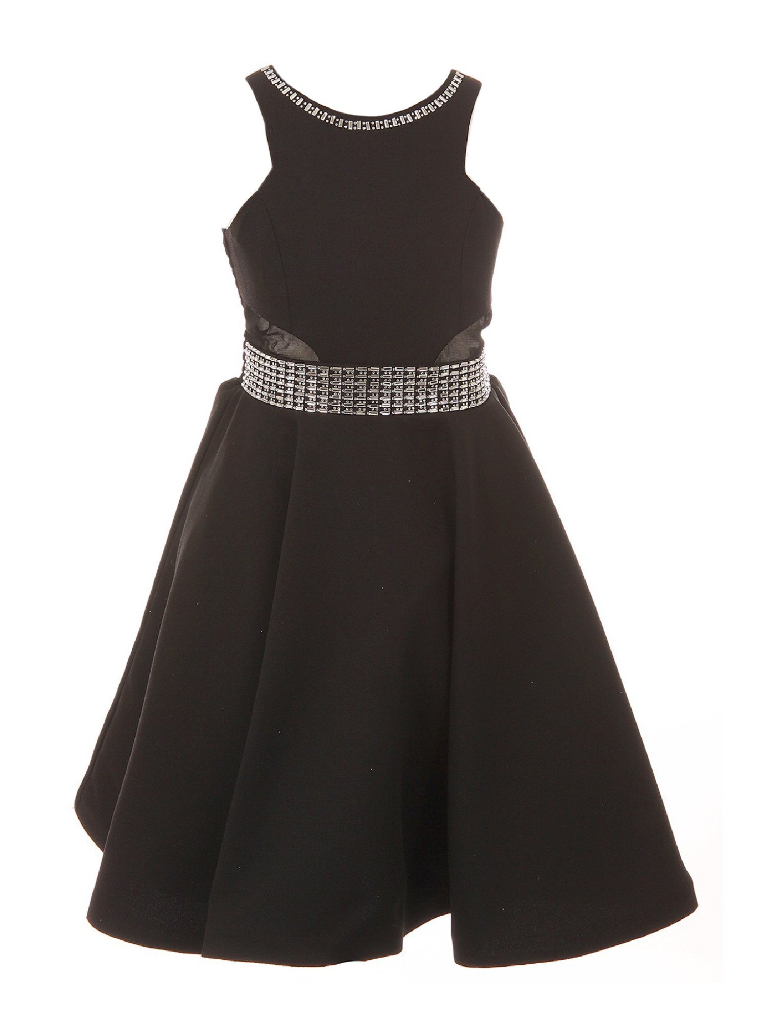 Elegant Black Studded Fitted Junior Bridesmaid Dress for Big Girls - Sizes 8-16 - Perfect for Weddings, Prom & Formal Events