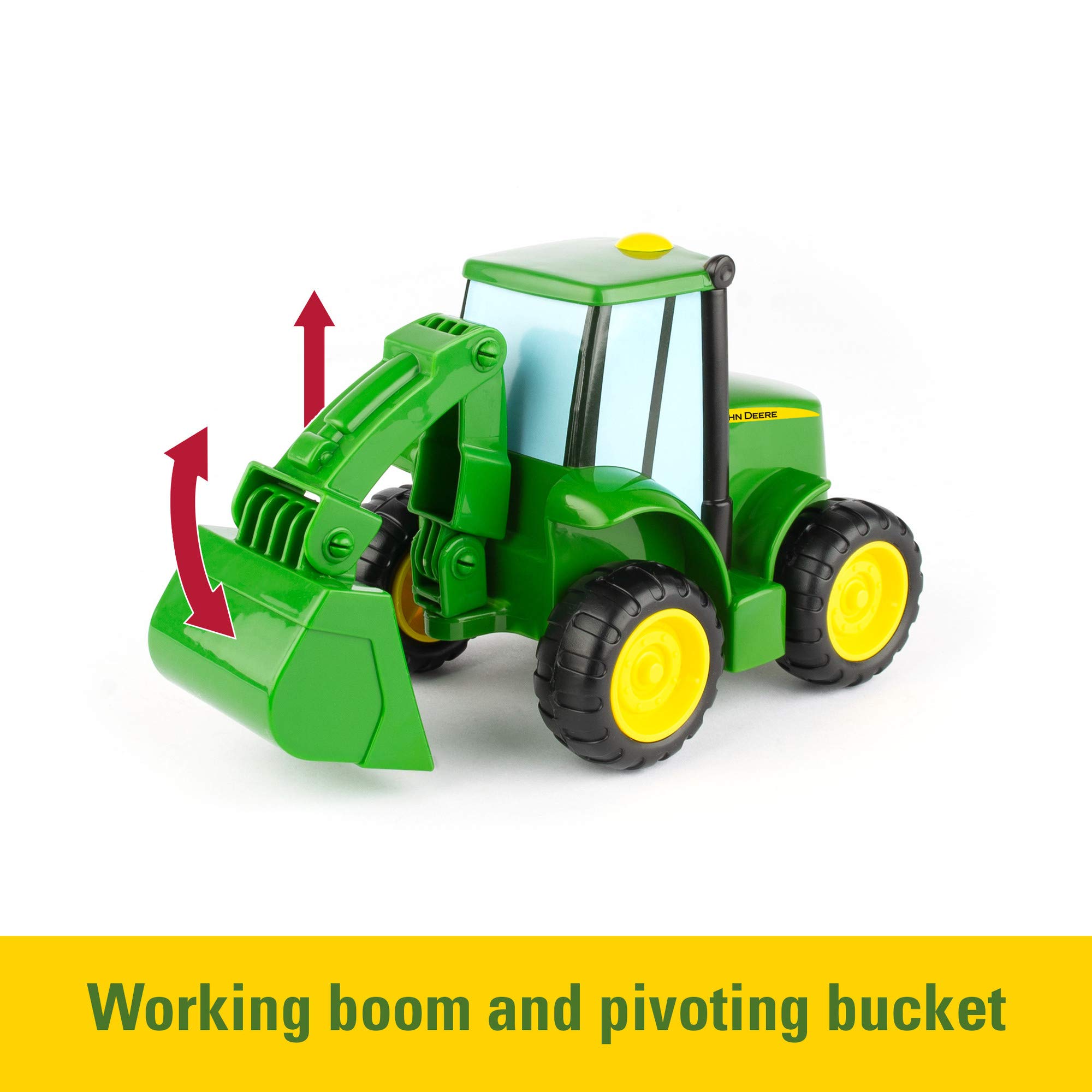 John Deere Tomy Lights & Sounds Farmin' Friends Hauling Set - Toy Truck & Backhoe Tractor for Toddlers 18+ Months - Fun Farm-Themed Pretend Play for Kids | Great for Indoor & Outdoor Playtime, Birthday Gifts, and Early Learning Activities