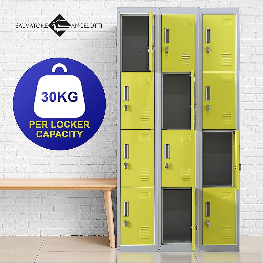 12-Door Locker with Padlock - Heavy Duty Metal Storage Cabinet for Office, Gym, School & Home - Secure Equipment & Personal Belongings Organization (Ideal for Locker Rooms, Employee Storage & Sports Facilities)