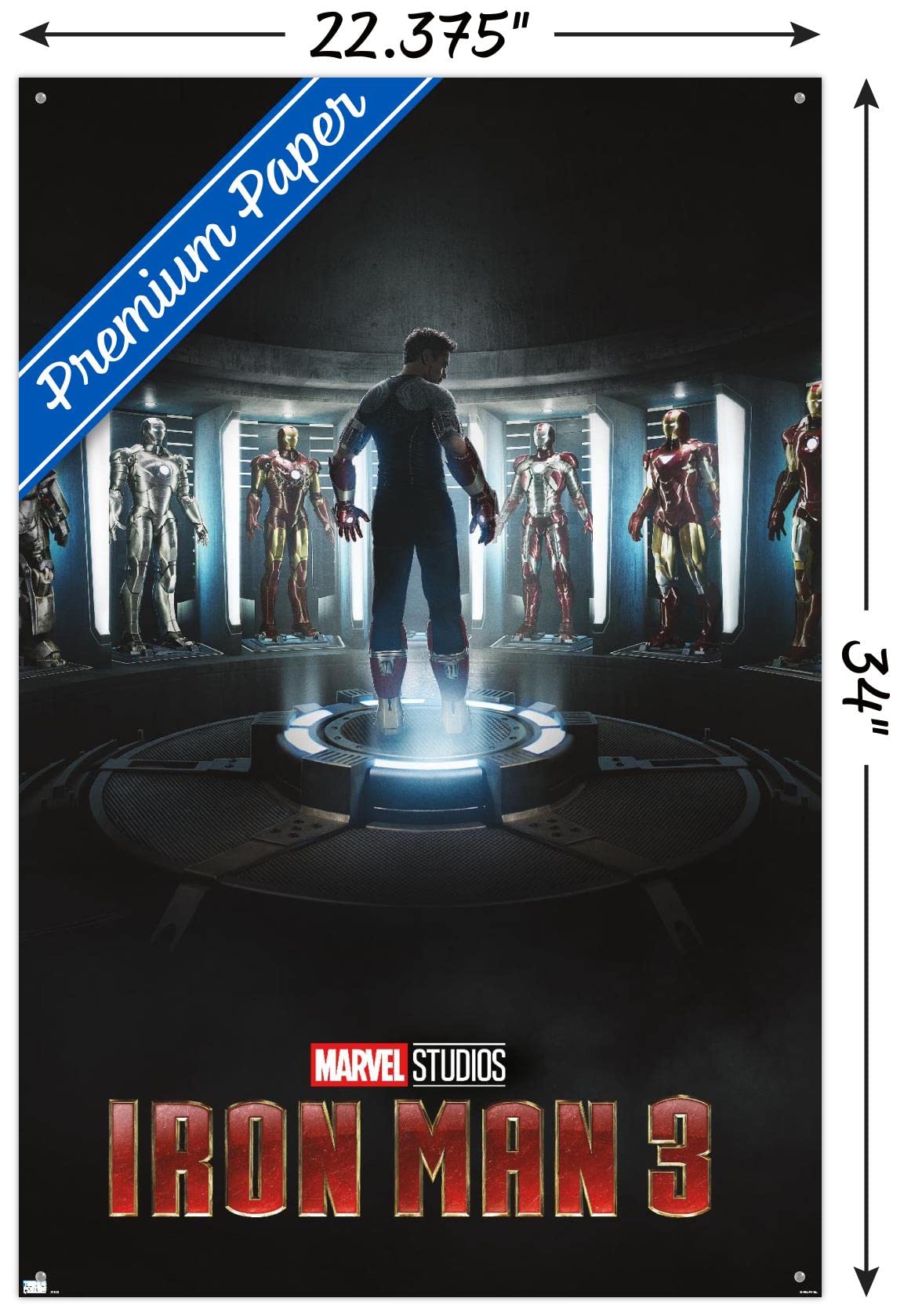 Marvel Iron Man 3 Armor One Sheet Wall Poster with Pushpins - Premium Superhero Movie Decor for Bedroom, Office & Game Room