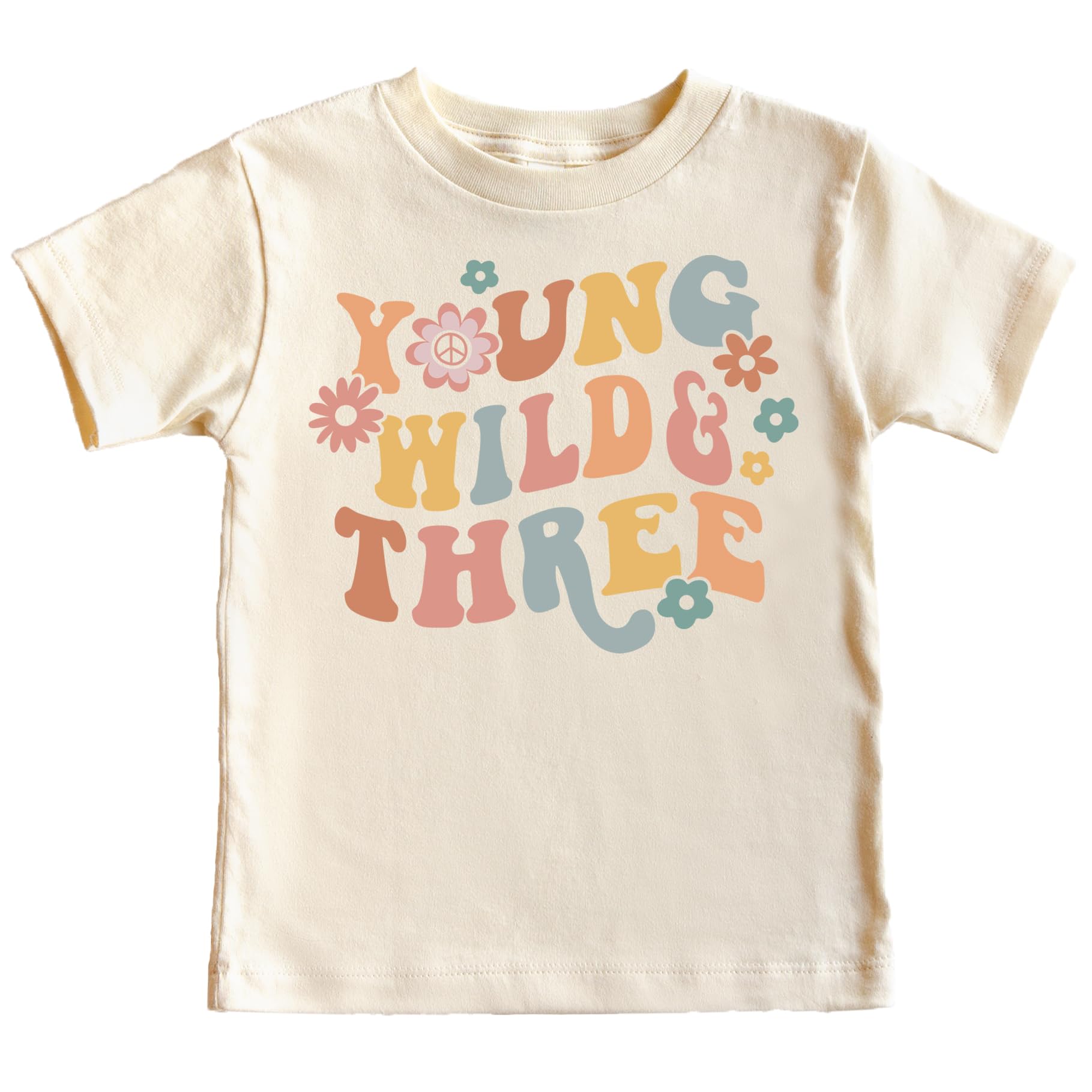 Adorable 3rd Birthday Shirt for Baby Girls - Young Wild Three Daisy Groovy Toddler Outfit | Perfect for Birthday Parties, Photo Shoots & Special Celebrations