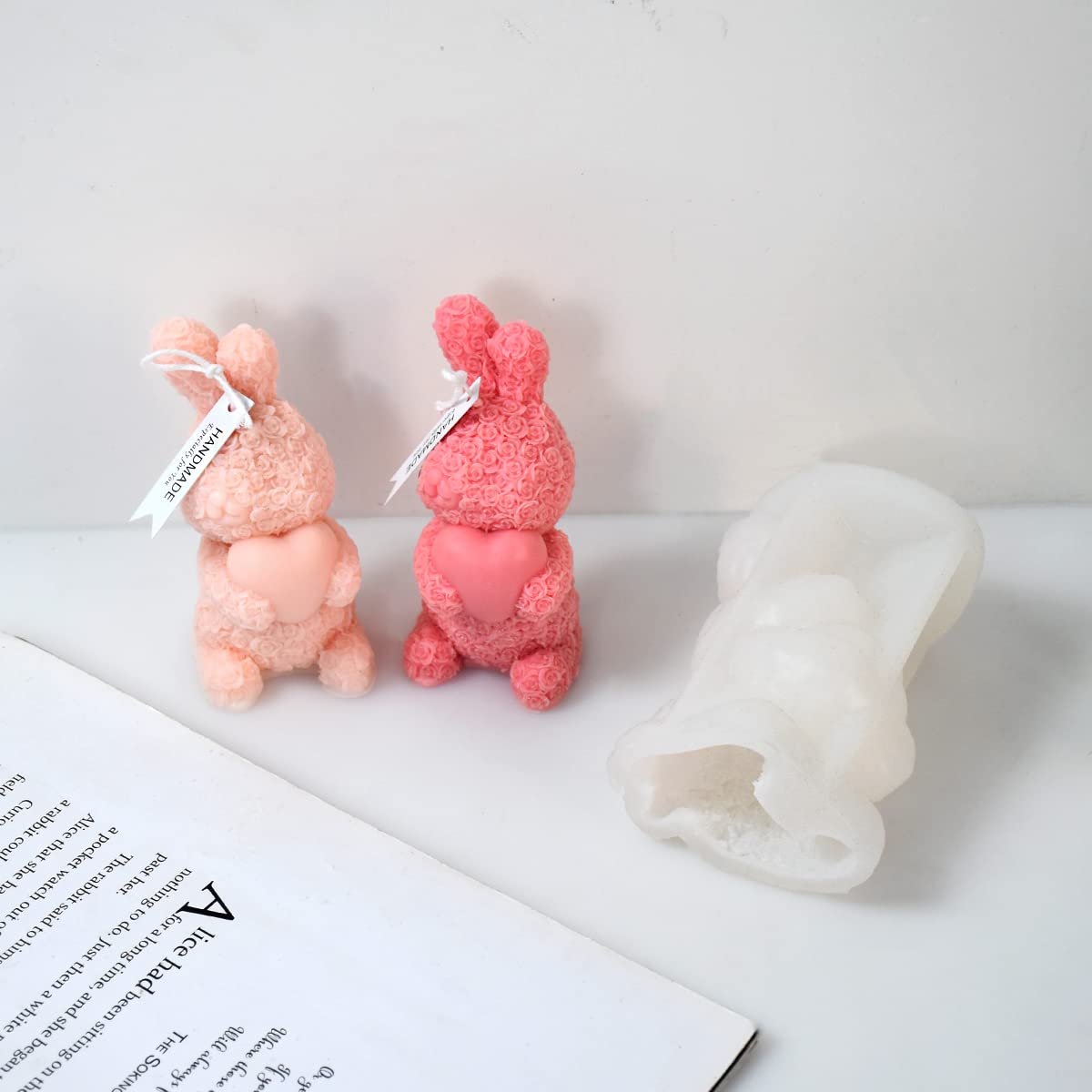 3D Rose Rabbit Candle Silicone Mold for DIY Candles, Wax, Soap, Resin Crafts - Perfect for Home Decor, Wedding Favors & Gift Making