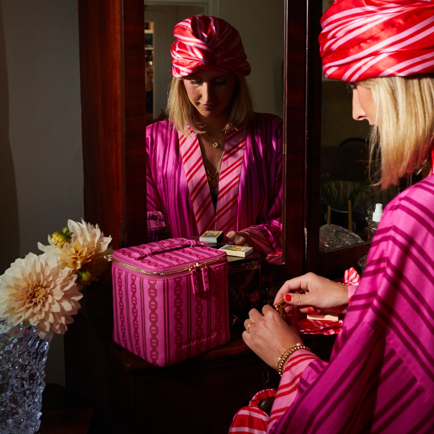 Taylor Silk Hair Turban - Soft & Absorbent Hair Towel Wrap for Women (Scarlet Red) | Perfect for Post-Shower, Salon Styling & Overnight Hair Care