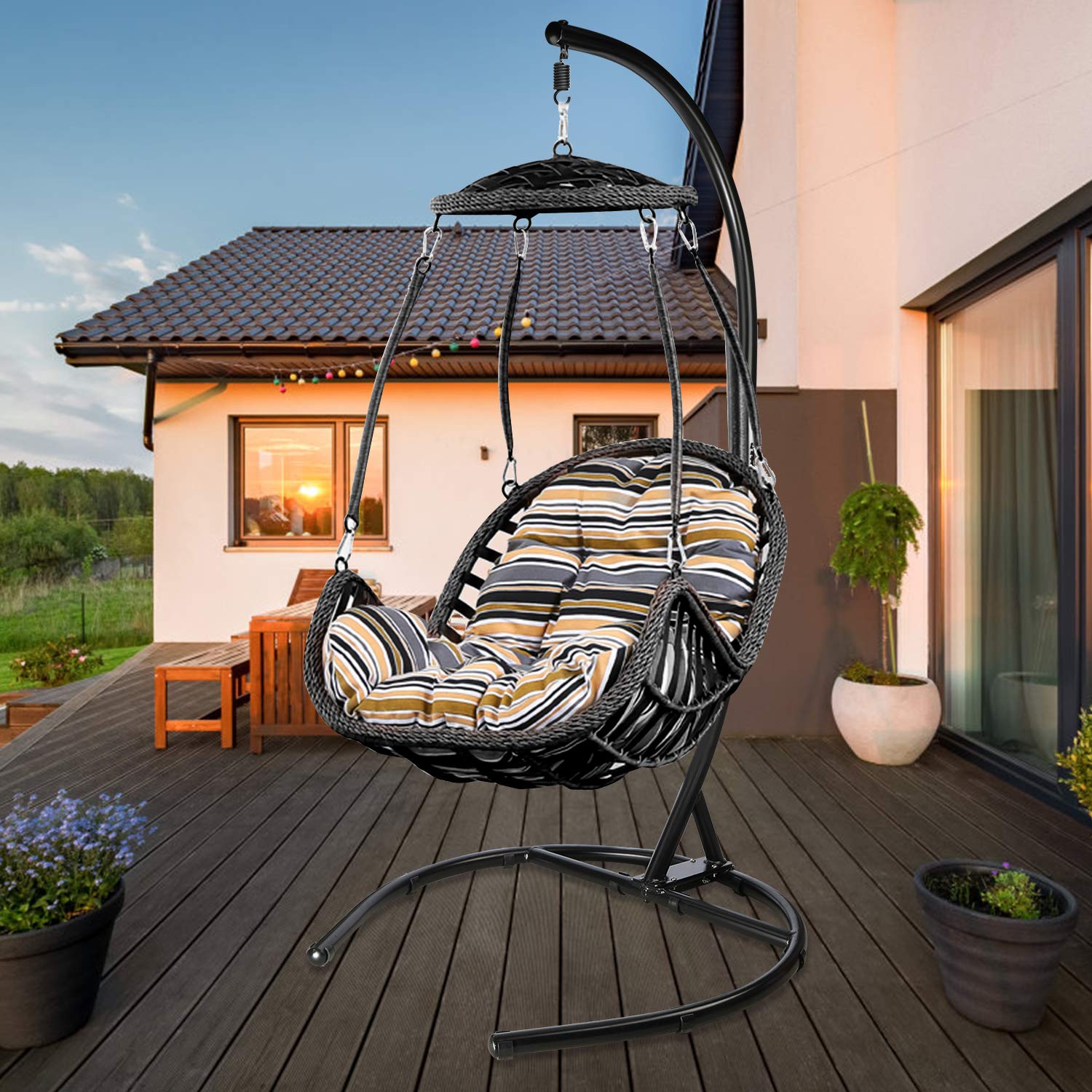 Heavy Duty Hanging Chair Stand for Indoor & Outdoor Use - 330 lbs Weight Capacity, Hammock Chair Stand Only (No Chair Included) - Perfect for Patio, Garden, Balcony, and Backyard Relaxation