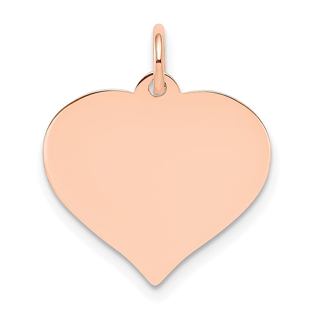 14K Rose Gold Heart Disc Charm Necklace - Engravable Curved Love Pendant for Women, Fine Jewelry Gift for Her - Perfect for Anniversaries, Valentine's Day & Special Occasions