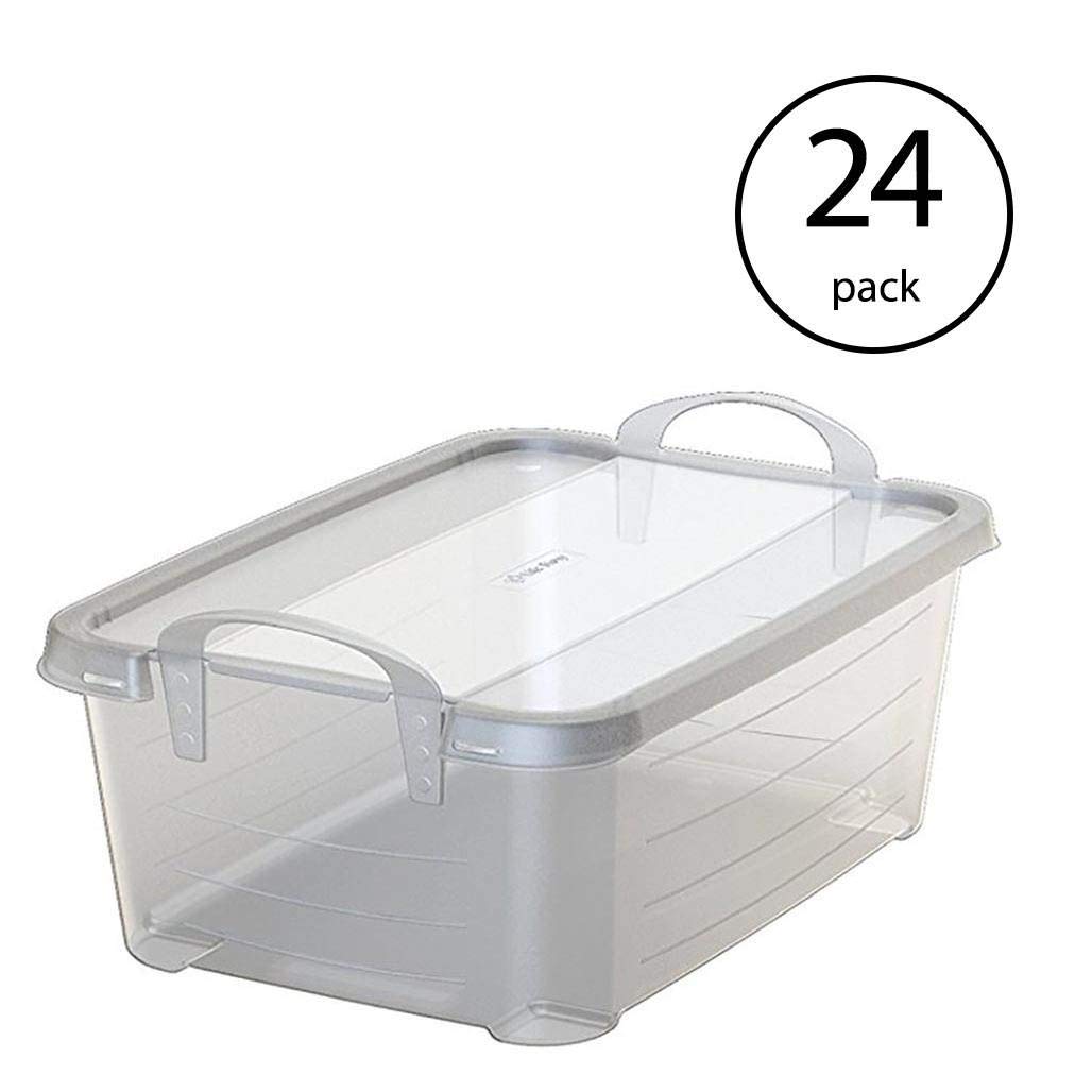 14 Quart Clear Stackable Plastic Storage Bins with Lids - 24 Pack Organizer Boxes for Home, Office, Closet & Garage Organization - Durable Storage Containers for Toys, Clothes, Seasonal Decor & Supplies