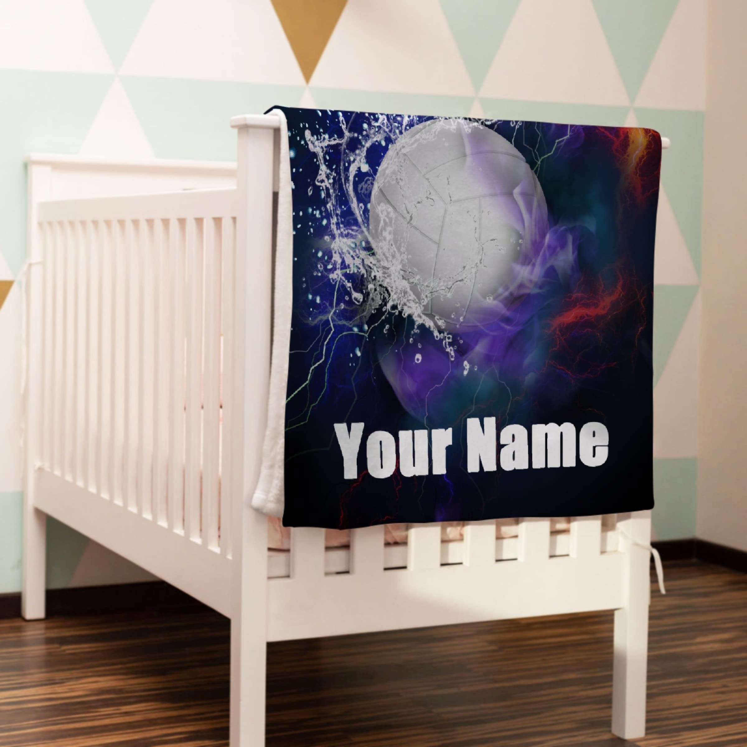 AMITAYUS Personalized Volleyball Throw Blanket - Custom Name Fleece Blanket for Men, Boys & Friends - Soft Flannel Gift for Birthday, Christmas & Sports Fans - Perfect for Game Nights, Dorm Rooms & Cozy Home Decor