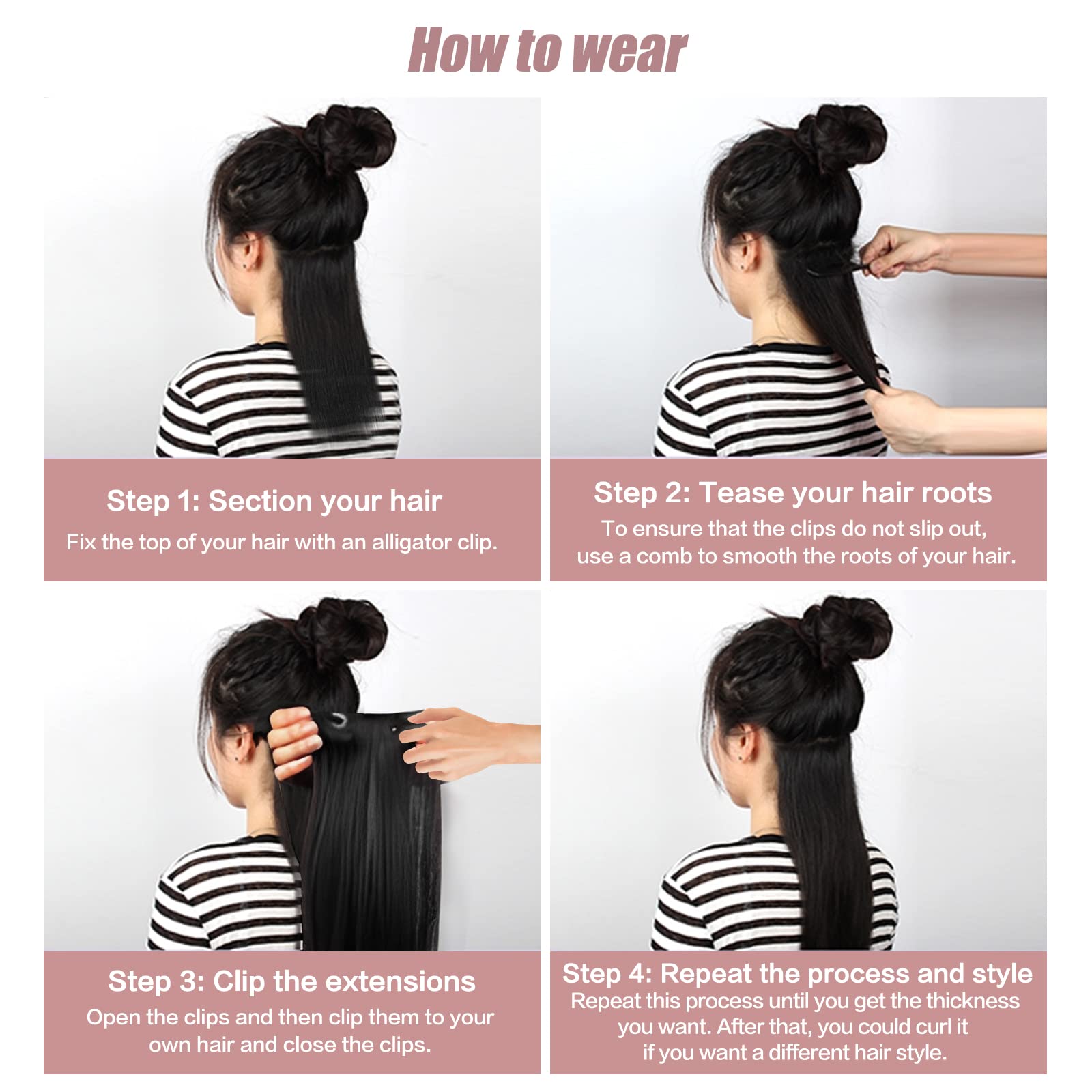 Sixstarhair Clip-in Hair Extensions for Black Women – 22 Inch Silky Straight Brazilian Remy Human Hair (120g, 7-Piece Set with 17 Clips) – Natural Black Double Weft Extensions for Length & Volume | Perfect for Daily Wear, Parties & Special Occasions