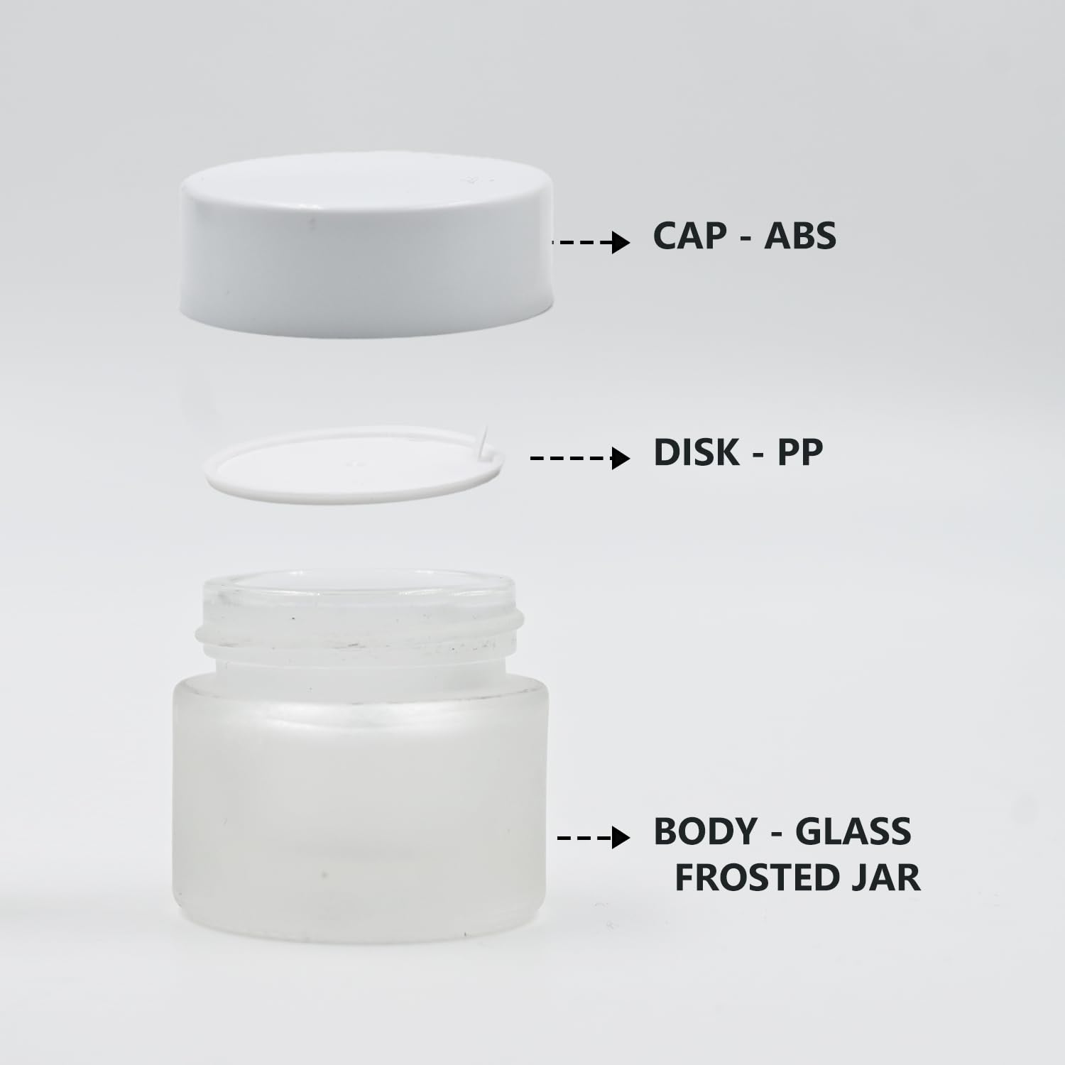 10g Clear Frosted Round Empty Glass Cosmetic Jars with White Cap & Inner Lids - Perfect for Creams, Balms, Face Scrubs & Body Lotions | Ideal for DIY Skincare, Travel Containers & Gift Packaging (Pack of 3)