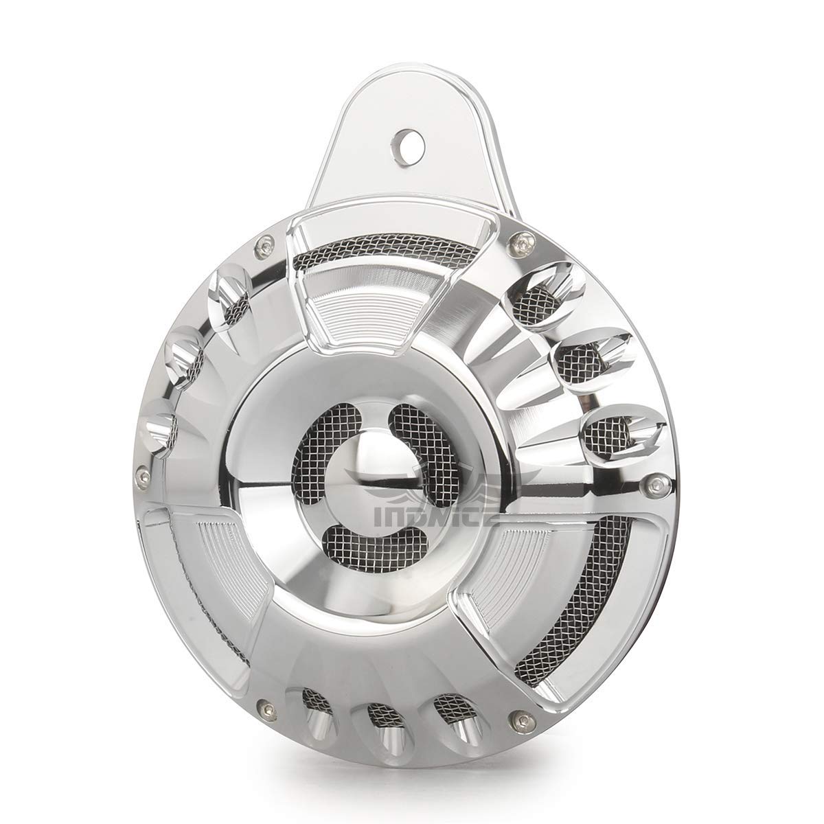 INDNICE Chrome CNC Motorcycle Horn Cover for Harley FLT Touring Big Twin 1991-2019 - Durable CNC Cut Accessory for Enhanced Bike Protection & Style