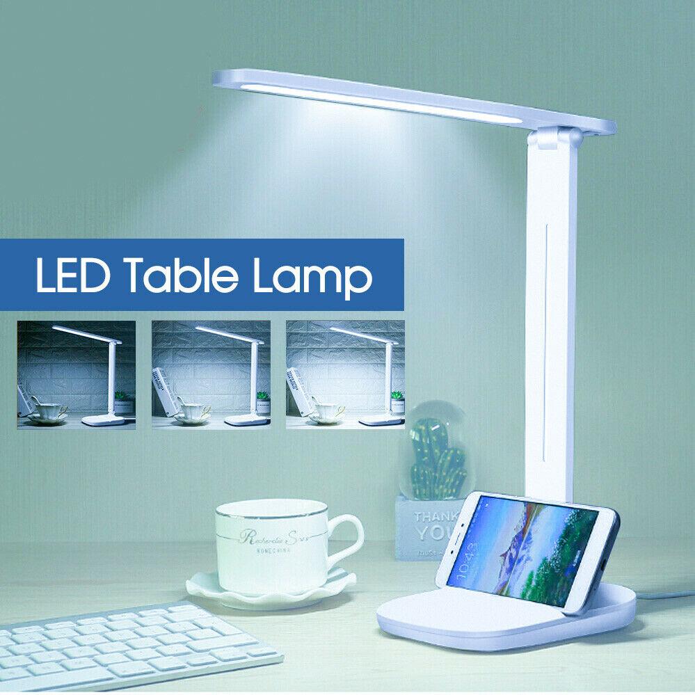 Dimmable LED Desk Lamp with USB Charging Ports - Adjustable Brightness Touch Control, Perfect for Study, Reading & Bedside Use - Phone Stand & Night Light for Home Office