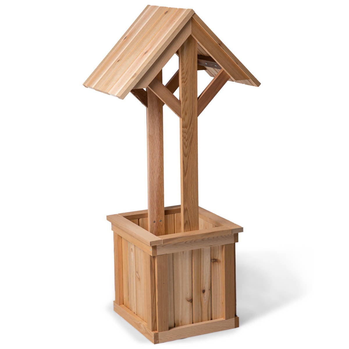 4 FT Cedar Wishing Well Planter Box - Outdoor Garden Decor for Flowers, Plants & Landscaping - Perfect for Patio, Yard & Backyard Decorations
