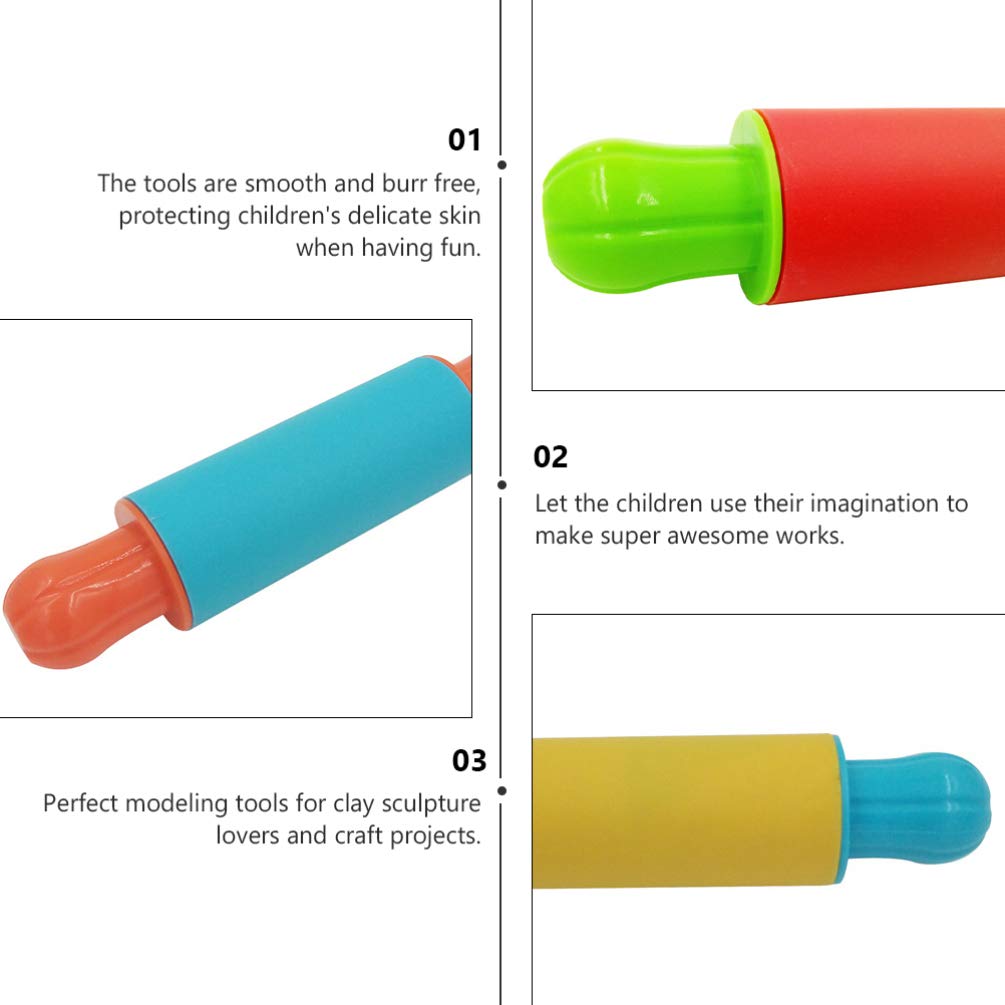 4PCS Soft Clay Rolling Pin Set - Plasticine Dough Modeling Roller Sticks for Kids - Playdough Tools Kit for Children's Art & Craft - Perfect for Playdough, Polymer Clay, and DIY Modeling Projects