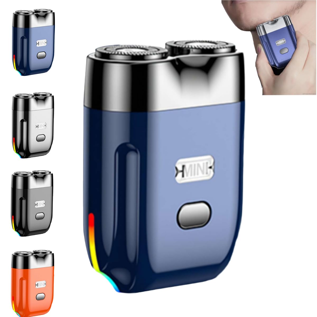 Mini Dual-Head Electric Shaver for Men & Women - Portable Travel Shaver with 2 Washable Heads - Rechargeable Cordless Electric Razor for Face & Body - Perfect Gifts for Christmas, Birthday & Travel (Blue)