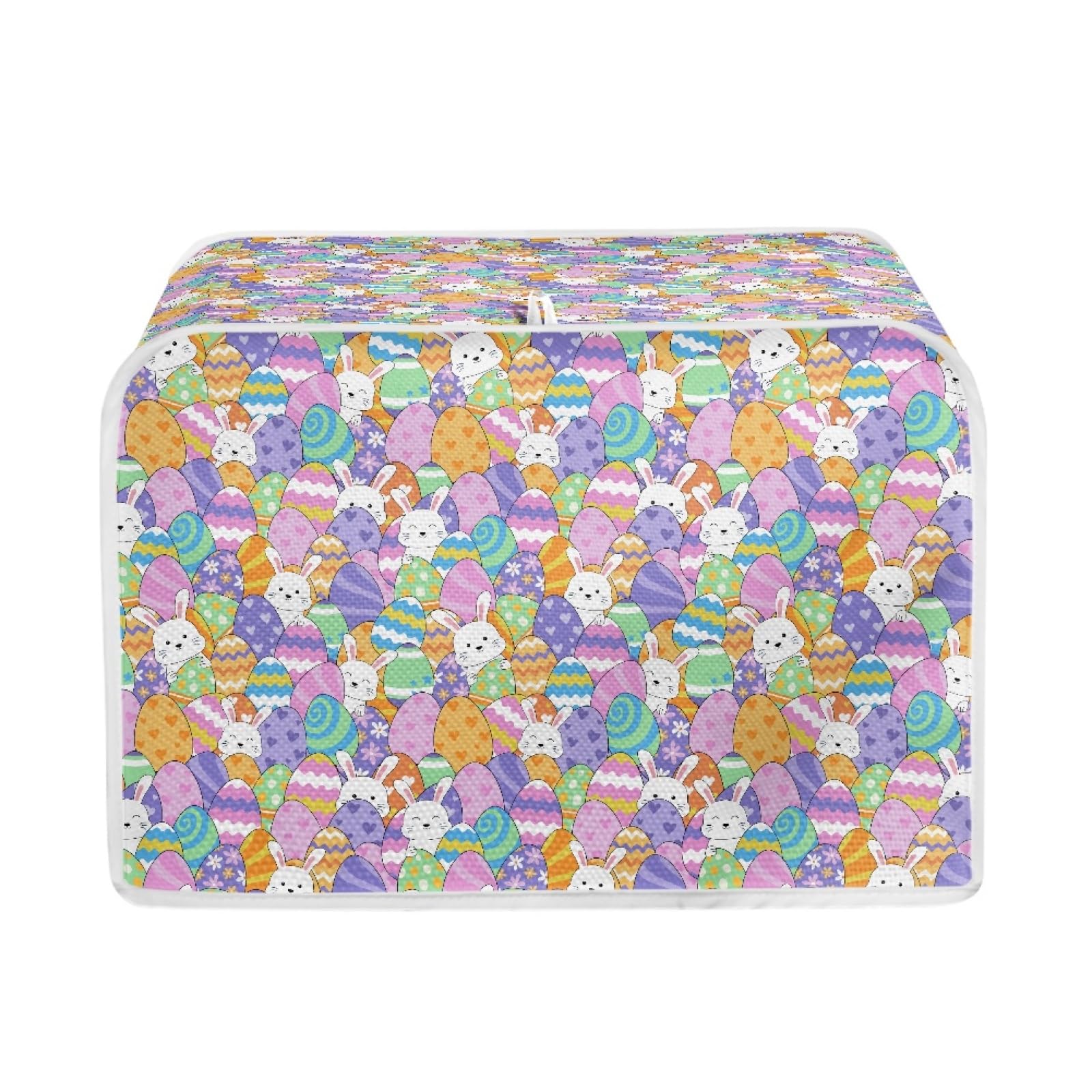 Easter Eggs & Rabbit Toaster Cover for 4 Slice Toaster Oven - Stain Resistant, Dustproof Kitchen Appliance Cover with Top Handle - Perfect for Microwave, Grill, and Kitchen Decor - Ideal for Easter, Spring Decorations, and Daily Kitchen Protection